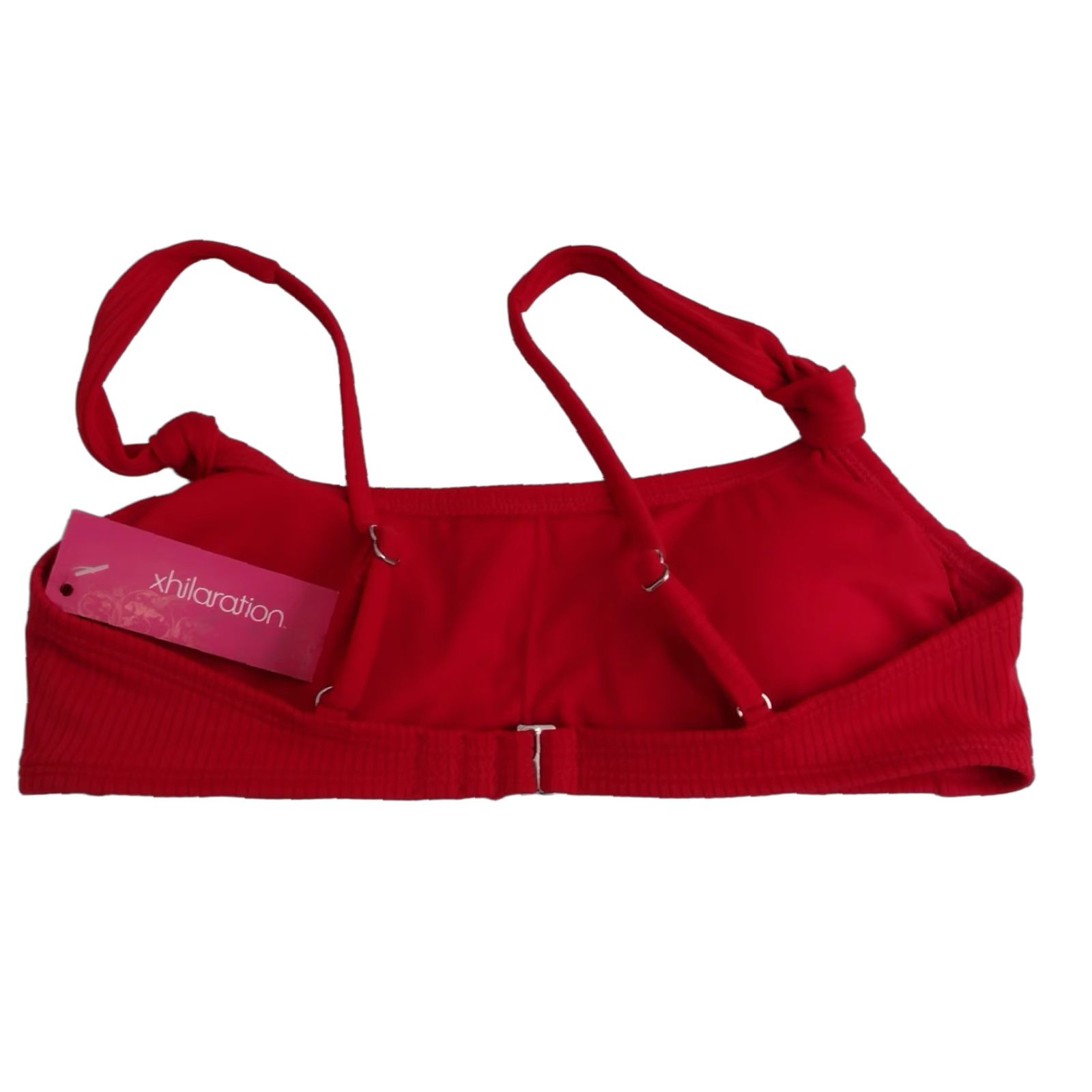 Vintage Xhilaration Bralette Bikini Swim Top Red M Juniors Women Spaghetti Strap Padded Solid Beach Swimsuit Size M / US 6-8 / IT 42-44 - 1 Thumbnail
