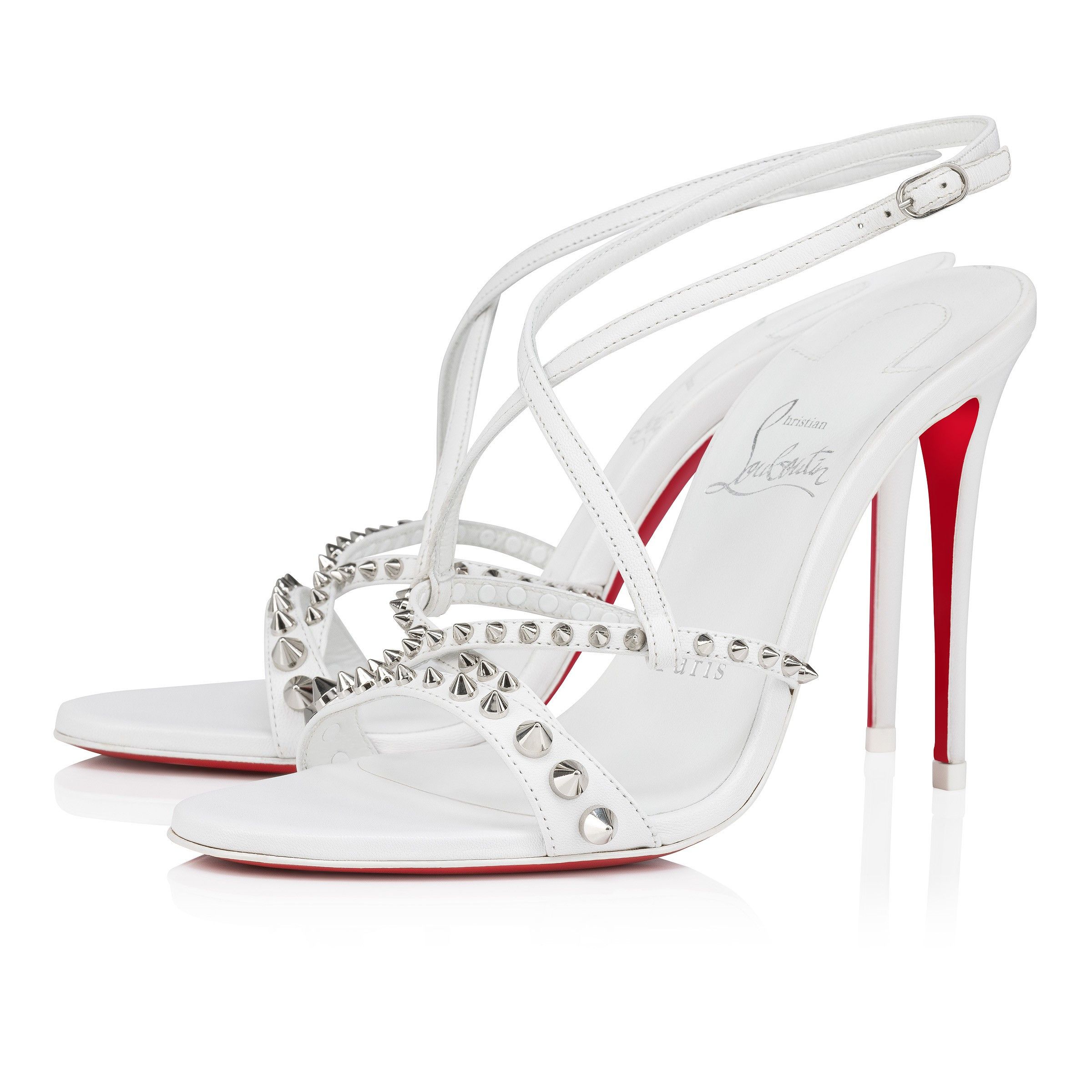 Christian Louboutin oc11z0425 Tatooshka Spikes 100 in Bianco Size US 9.5 / IT 39.5 - 1 Thumbnail