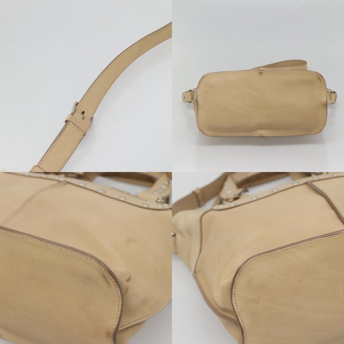 Celine CELINE Hand Bag Leather Beige Silver Size ONE SIZE - 10 Thumbnail