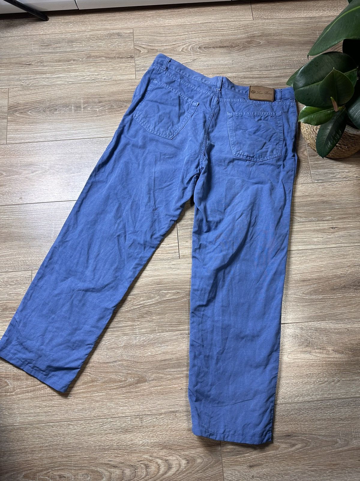Loro Piana Premium Cotton Flax Blue Chinos Luxury Pants