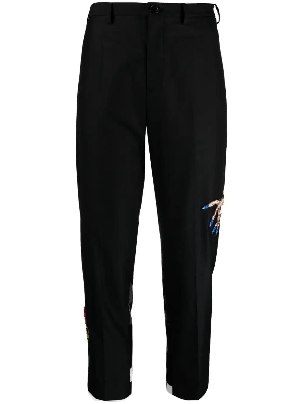 Undercover o1mle0824 Embrodiered Mid-Rise Trousers in Black Size 26" / US 2 / IT 38 - 1 Thumbnail