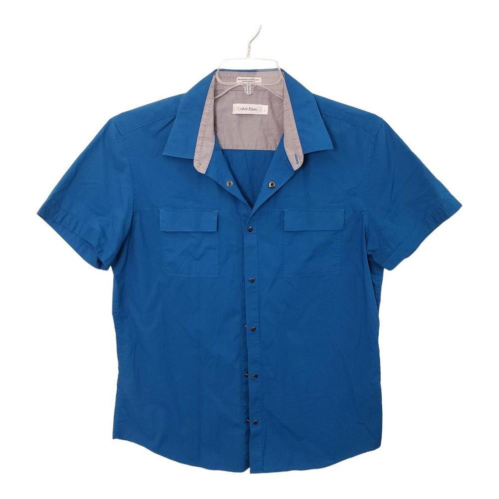 Calvin Klein CT451 Calvin Klein Turquoise Men's Short Sleeve Shirt L Size US L / EU 52-54 / 3 - 1 Thumbnail