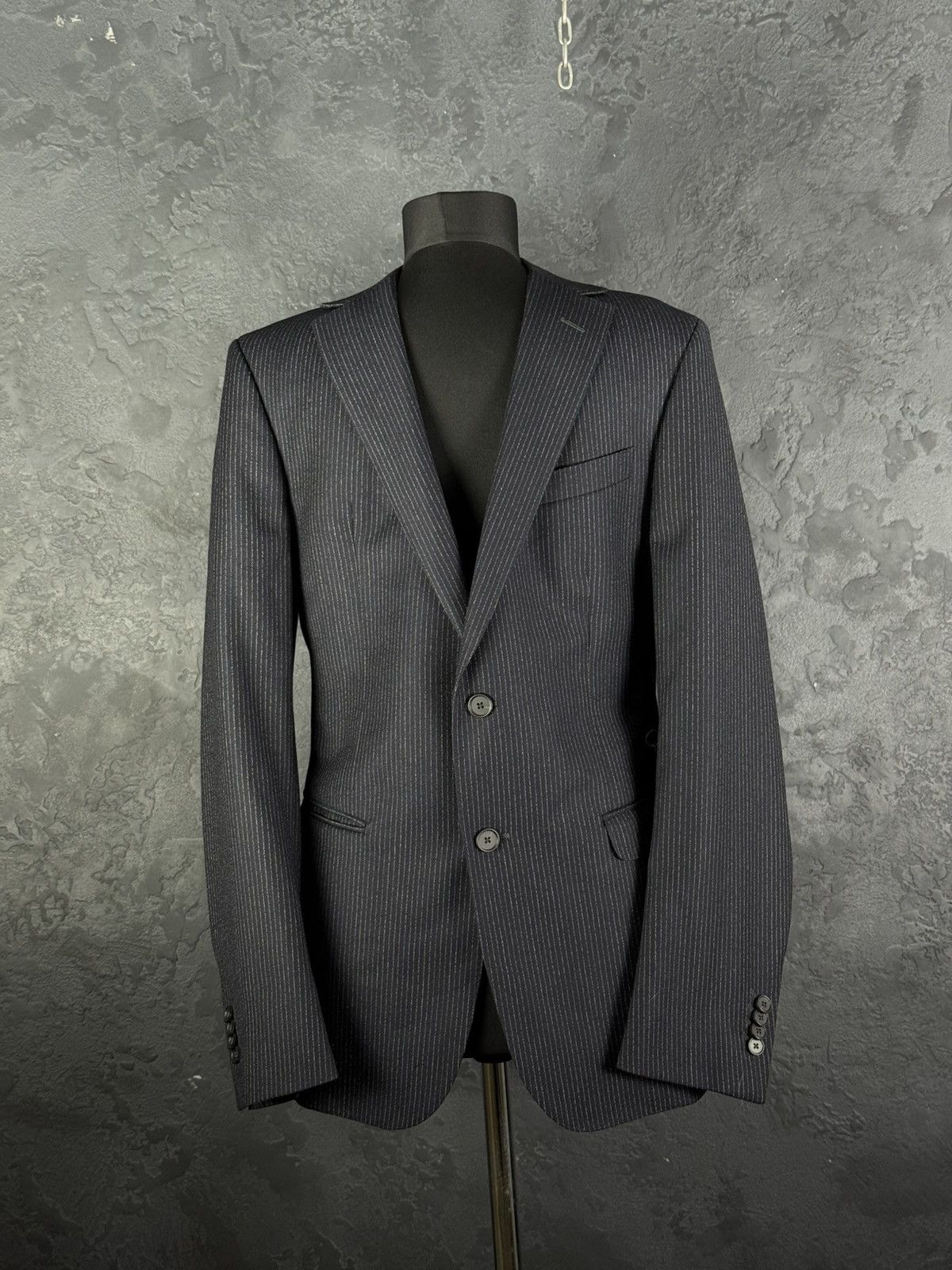 Z Zegna Ermenegildo Z Zegna Navy Striped Wool 2Btn Suit R Drop Deco Size 50R - 2 Thumbnail