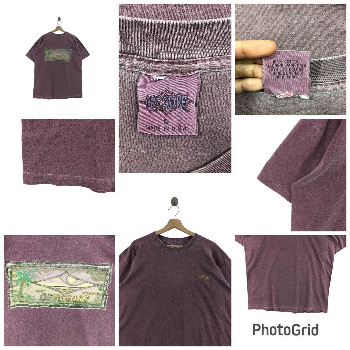 Vintage Pick!! Vtg OFF SHORE Surfing Maroon Mineral Wash Tee Tshirt Size US L / EU 52-54 / 3 - 11 Thumbnail