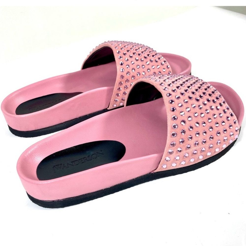 JW Anderson NEW JW ANDERSON Pink Suede Crystal Italian Leather Sandals Size US 9 / IT 39 - 2 Thumbnail