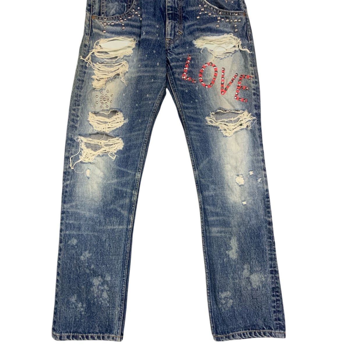 Japanese Brand RNA Japan Ripped Distressed Punk Style Jeans | W33x33 Size US 33 - 3 Thumbnail