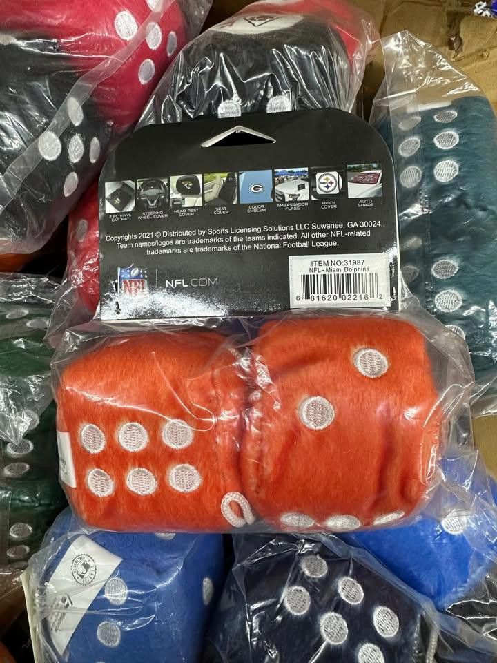 Designer Miami Dolphins Fuzzy Dice New Size ONE SIZE - 3 Thumbnail