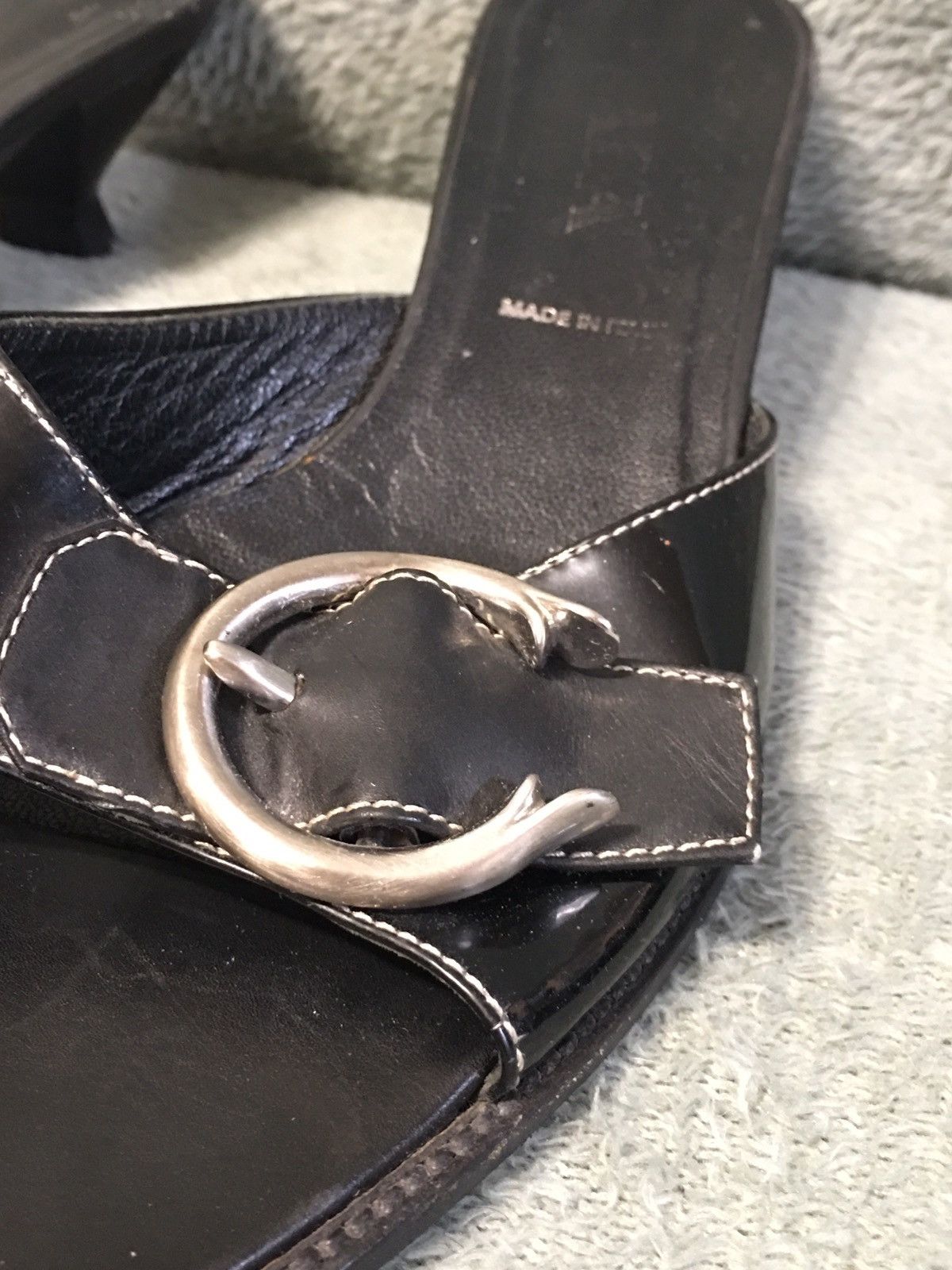 Prada PRADA Black Big Buckle Patent Leather Kitten Heels EU 40 Size US 10 / IT 40 - 10 Thumbnail