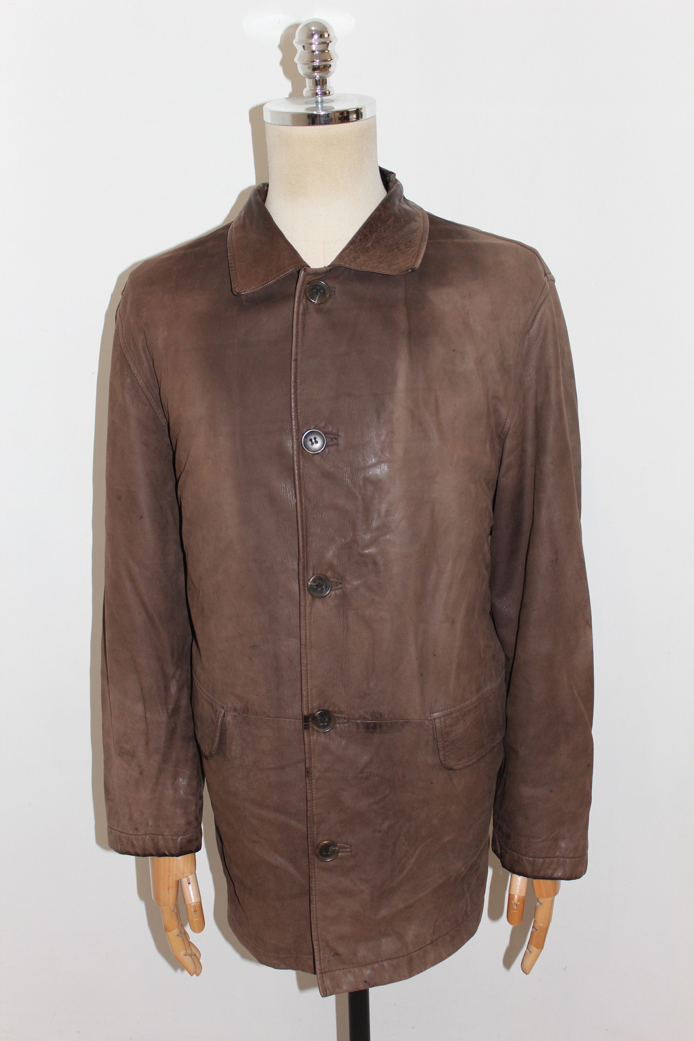 Hugo Boss Mens Hugo Boss Vintage Brown Leather Jacket Size XL | Grailed