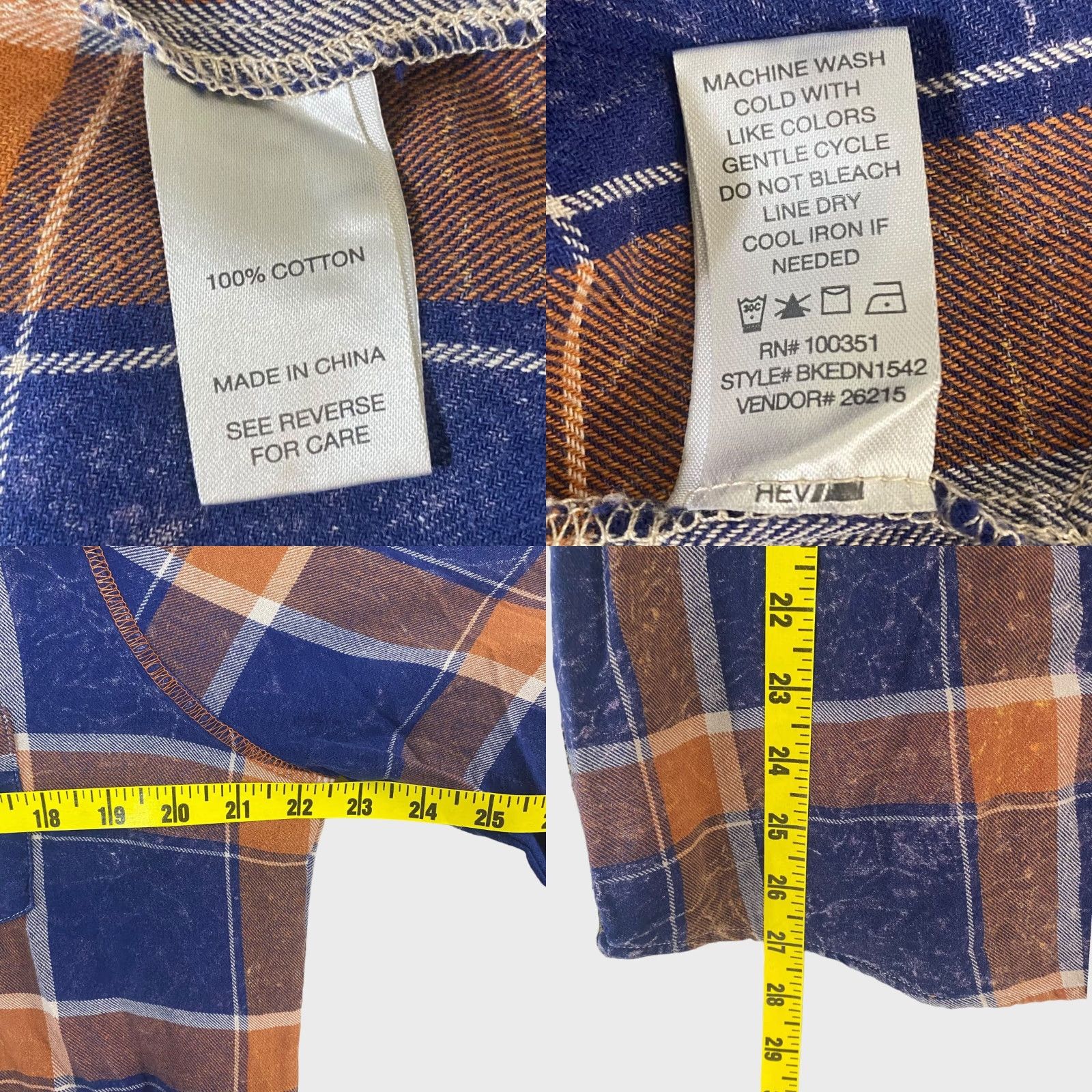 BKE VINTAGE BKE Button Up Flannel Shirt South West Design Womens XL Blue Plaid Long Sleeve Size XL / US 12-14 / IT 48-50 - 9 Thumbnail