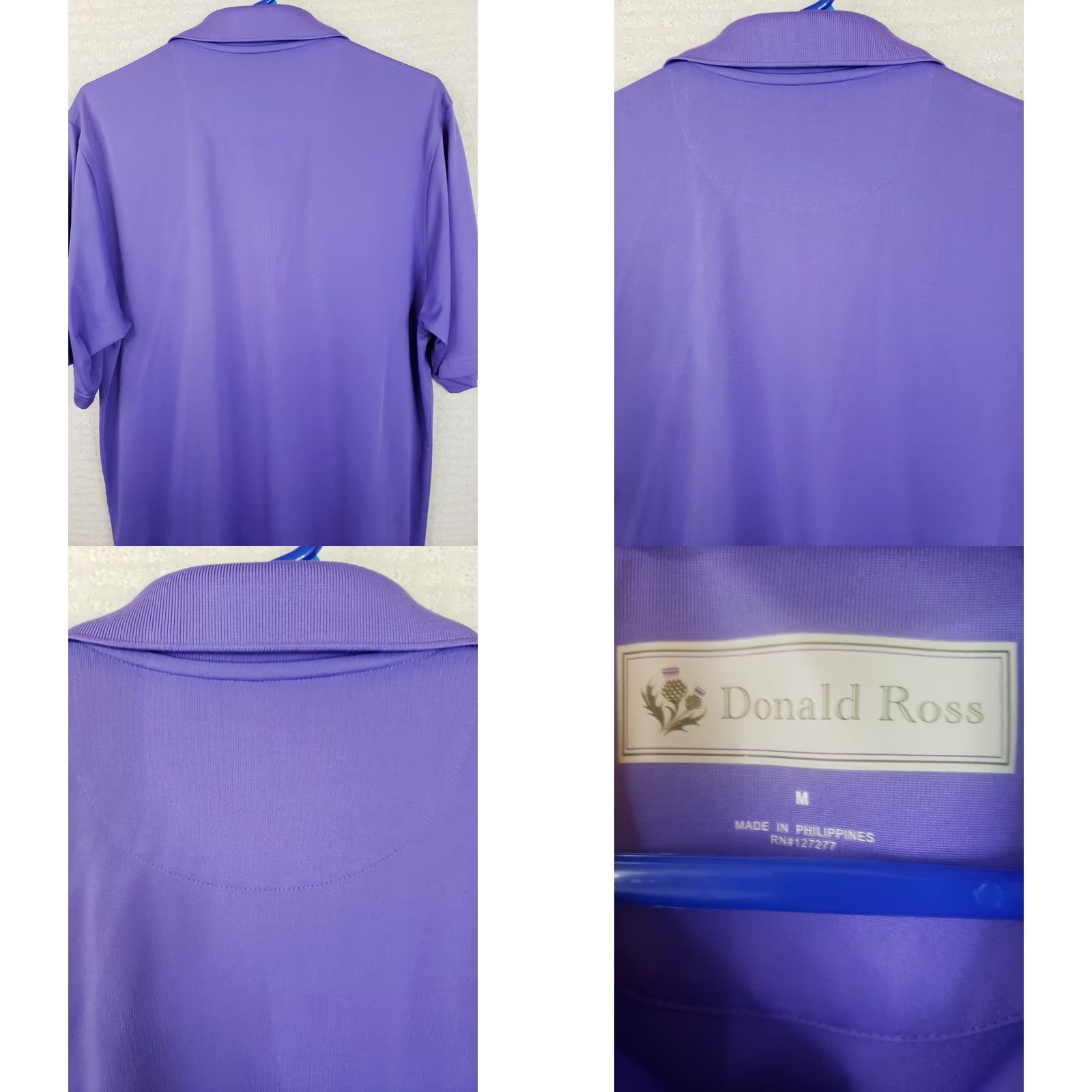 Vintage Donald Ross Sport Polo Shirt Men's M Purple Geometric Logo Flags Polo Golf Polo Shirt Mens M Purple Size US M / EU 48-50 / 2 - 8 Thumbnail