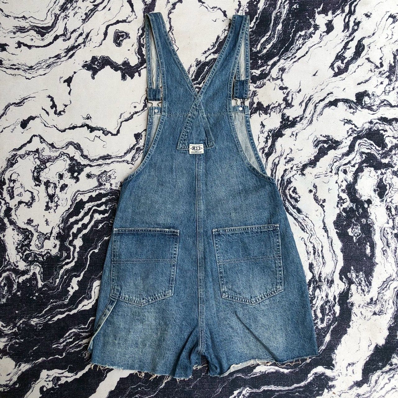 R13 R13 Distressed Denim Short Overalls Size 30" / US 8 / IT 44 - 4 Thumbnail