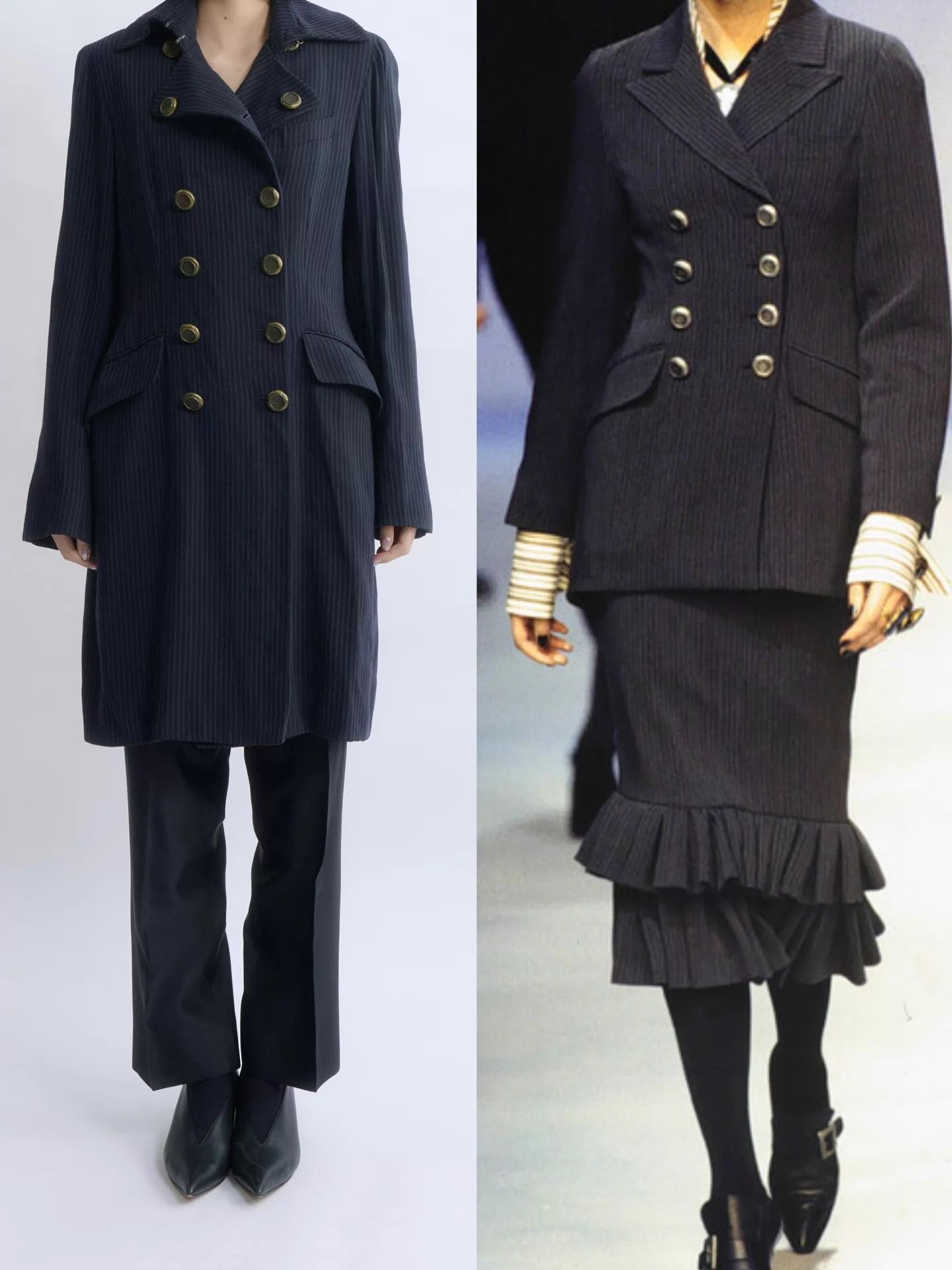 Romeo Gigli ROMEO GIGLI 1995AW Striped DB Long Coat 44 Size M / US 6-8 / IT 42-44 - 3 Thumbnail