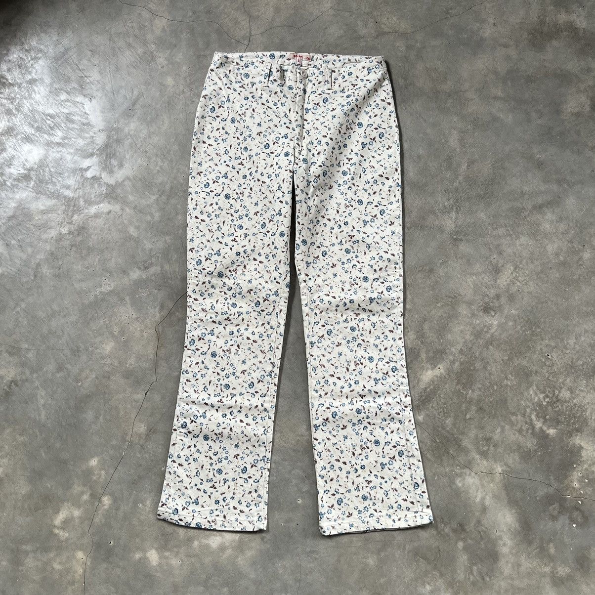 45 rpm Bootcut Cream Printed Pants