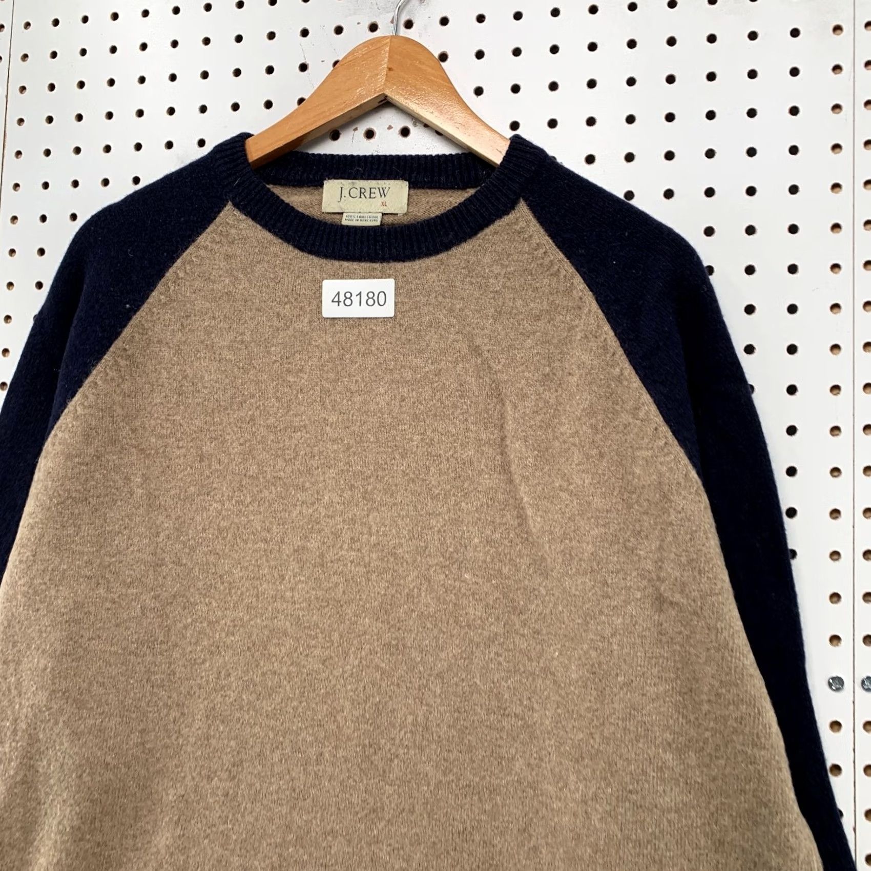 J.Crew VINTAGE J.CREW WOOL SWEATER Mens XL Blue Tan 100% Lambswool Preppy Pullover Crew Neck Long Sleeve Striped? No, Pattern: Solid Size US XL / EU 56 / 4 - 6 Thumbnail