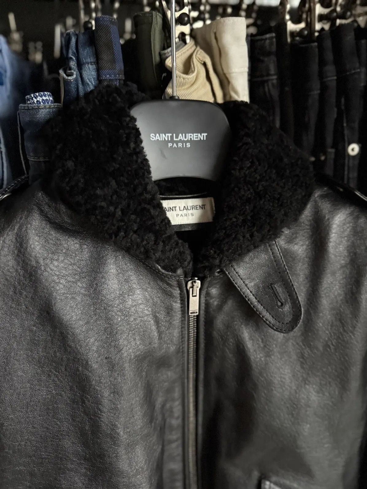 Saint Laurent Paris FW19 Saint Laurent shearling leather MA-1 bomber jacket Size US M / EU 48-50 / 2 - 4 Thumbnail