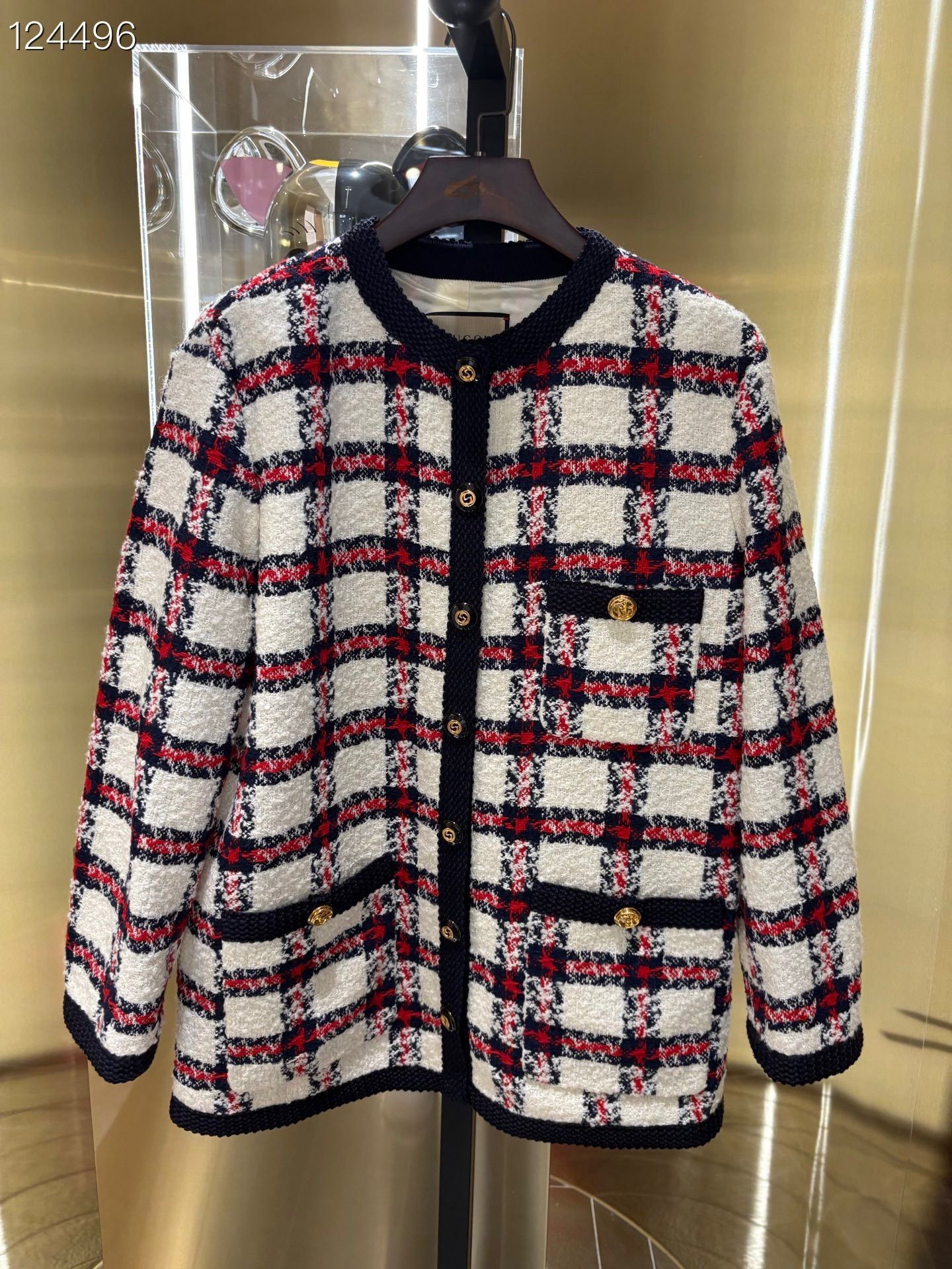 Gucci Gucci Red White Plaid Tweed Coat Size US XS / EU 42 / 0 - 1 Thumbnail