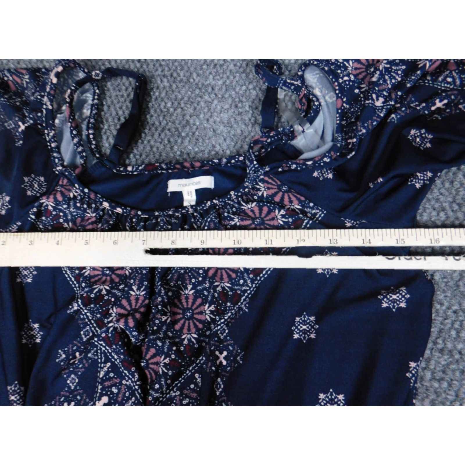 Vintage Maurices Blouse Shirt Womens S Blue Floral Pullover Cap Sleeve Collared Tunic Stretch Casual Regular Modern Classic Size S / US 4 / IT 40 - 5 Thumbnail