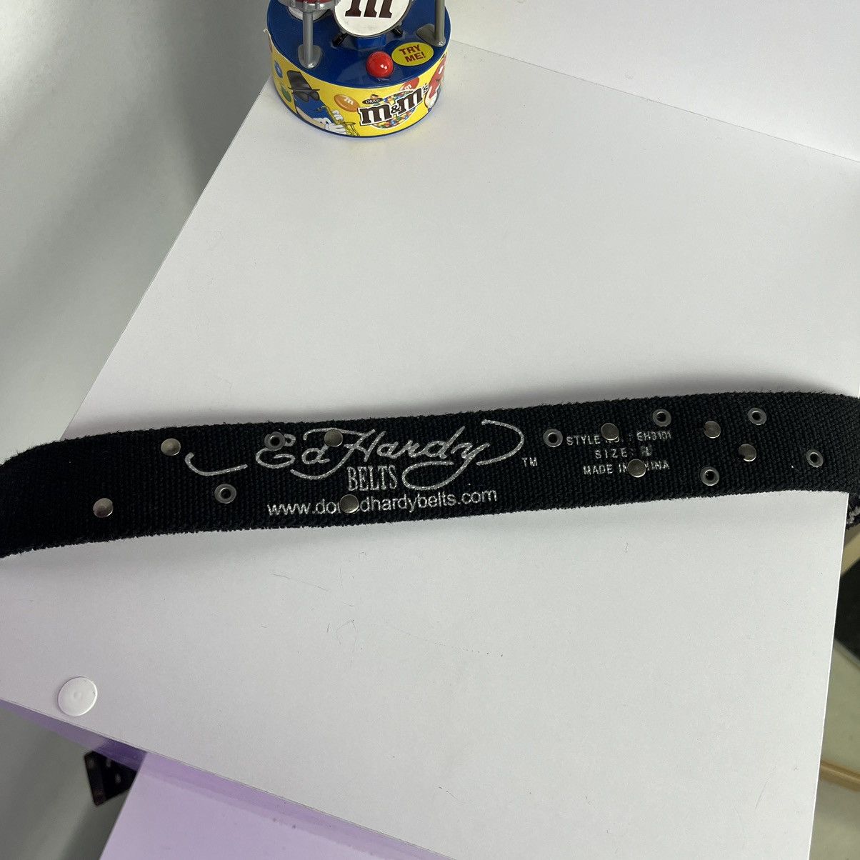 Ed Hardy × Vintage ⭐️VINTAGE⭐️ Ed Hardy Y2K Full Printed Textile Belt Size 34 - 7 Thumbnail