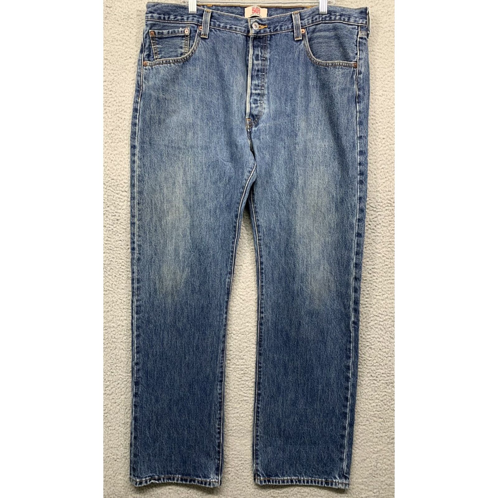 Levi's Levi’s 501 Jeans Men’s 40X33 Blue Dark Wash Button Fly Straight Leg - Mens, Jeans, 40x33, Levi's, Denim, Regular, Big & Tall Size US 40 / EU 56 - 2 Thumbnail