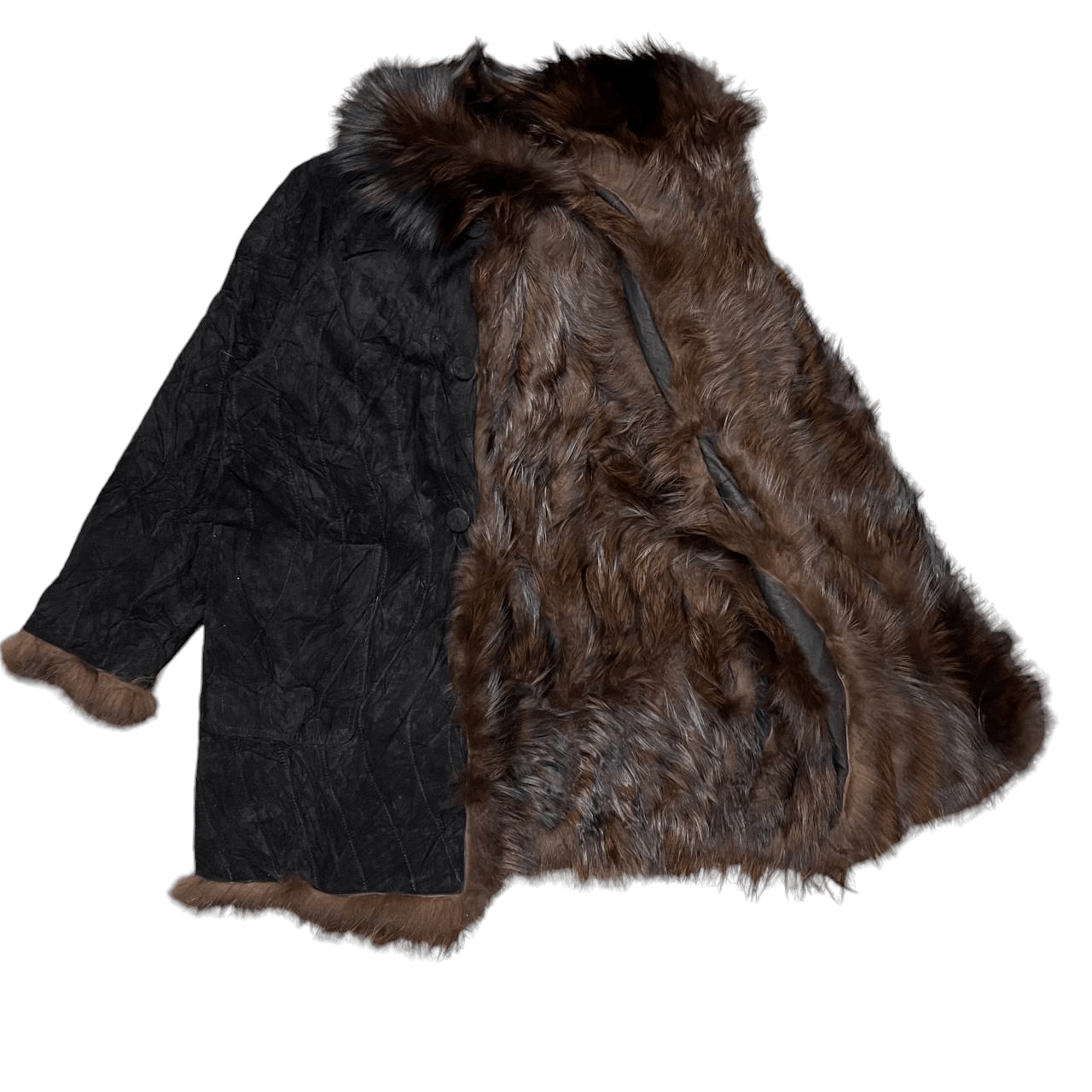 Vintage Fox Fur Pig Skin Leather Jacket Reversible