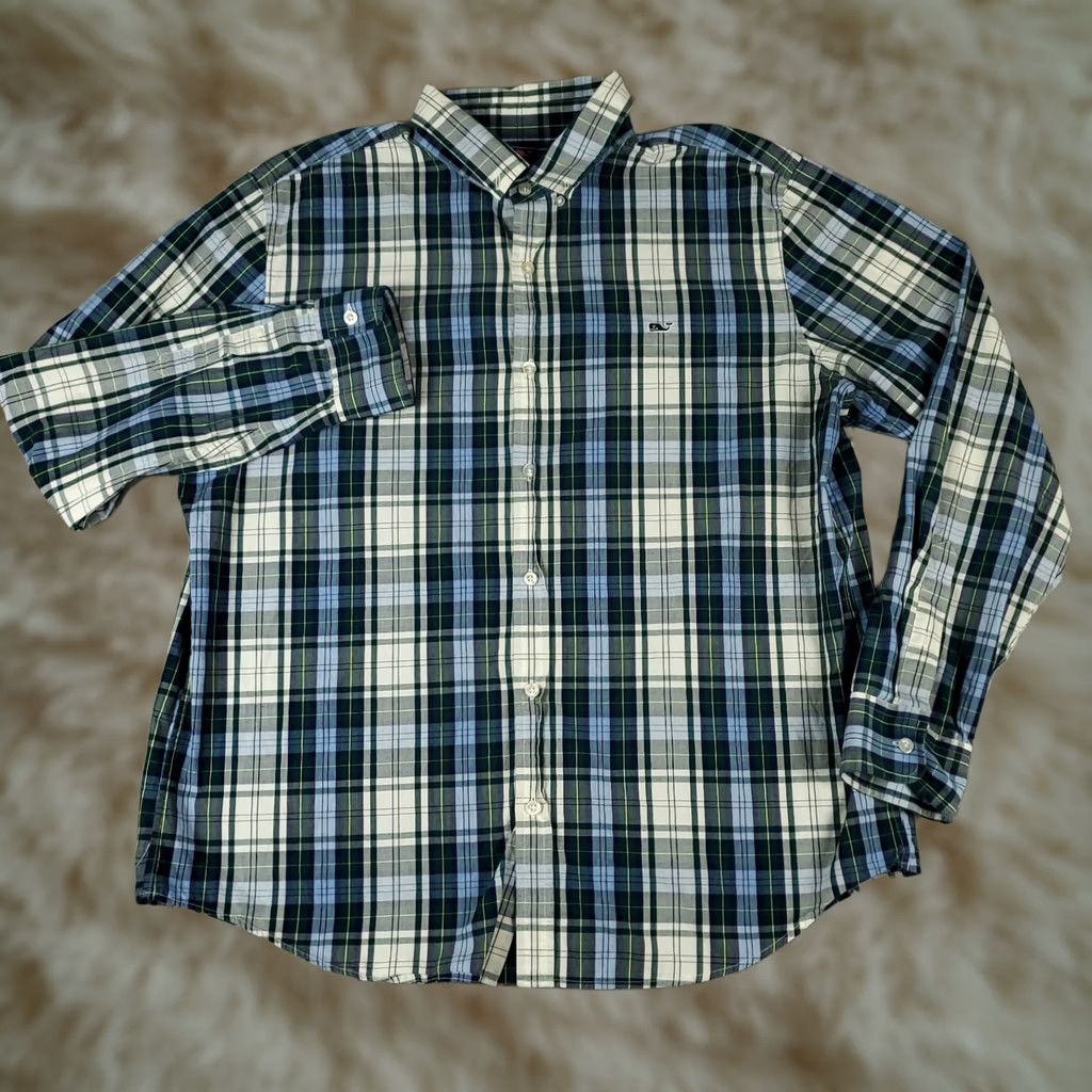 Vineyard Vines Vineyard Vines Shirt Mens XL Blue Plaid Slim Fit Casual Button Up Long Sleeve Size US XL / EU 56 / 4 - 1 Thumbnail