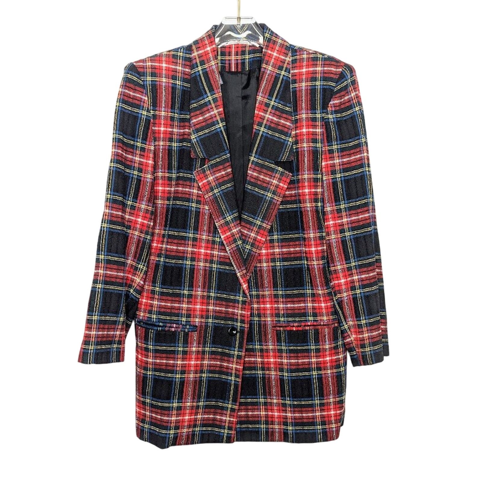 Worthington Worthington Vintage 70s Red Plaid Long Sleeve Blazer Pockets Size M / US 6-8 / IT 42-44 - 1 Thumbnail