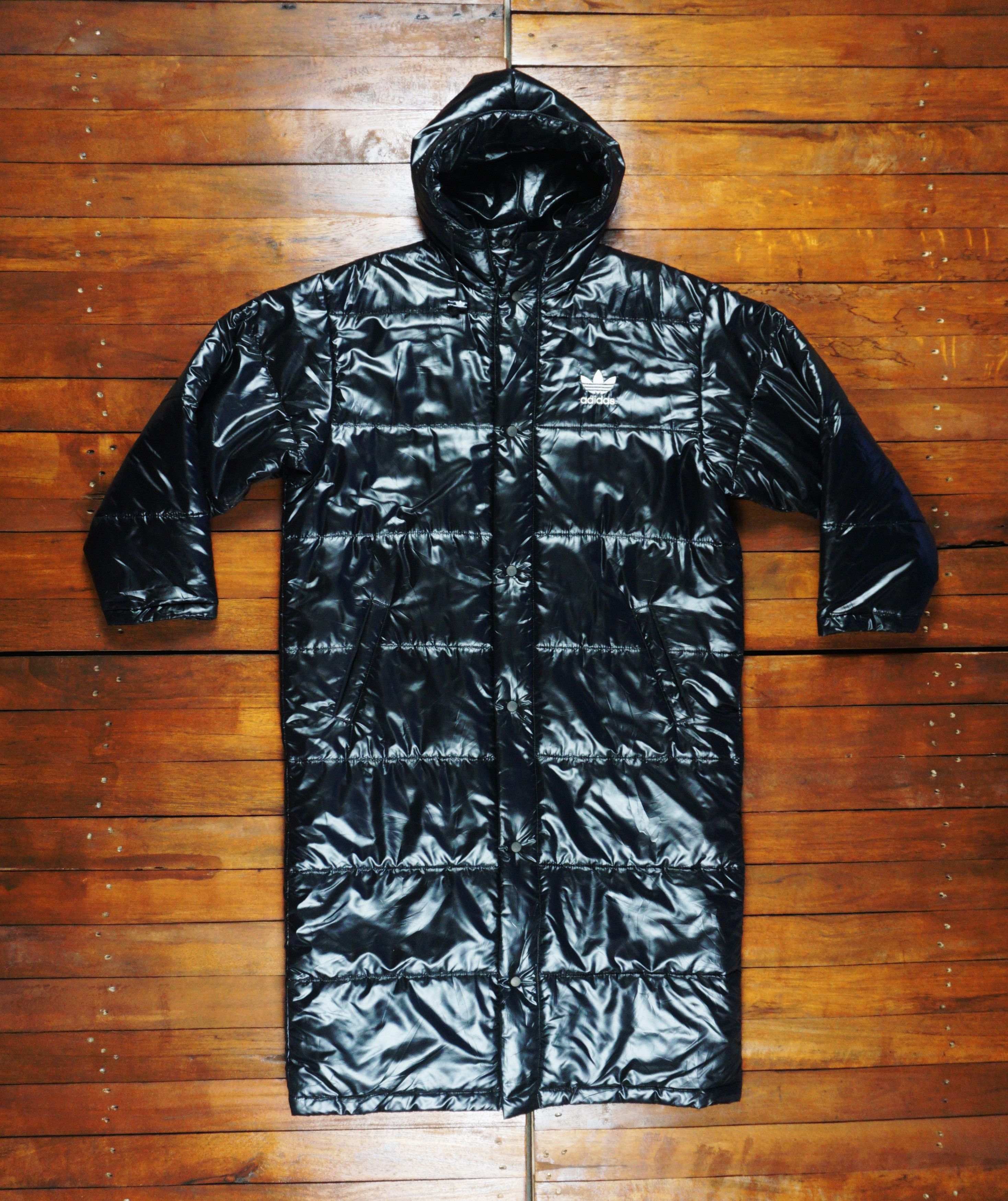 Adidas × Descente Vintage Trefoil Hoodie Black Nylon Snap Button Puffer Coat Size US M / EU 48-50 / 2 - 1 Thumbnail