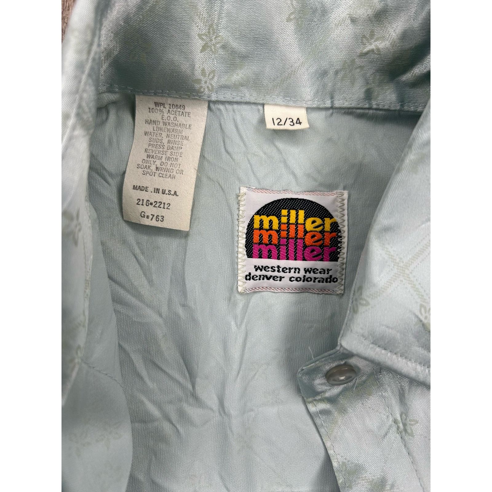Vintage VTG Woman’s 70s/80s Pearl Snap Miller Western Wear Shirt Size M / US 6-8 / IT 42-44 - 3 Thumbnail