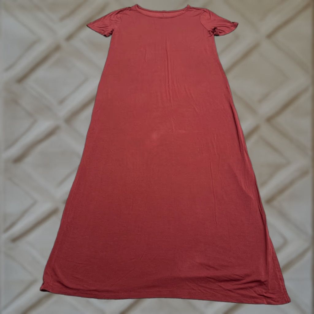 Vintage VINTAGE Daily Ritual Women's Maxi T-Shirt Dress Long Short Sleeve Red Casual Knit 90s Style Size L / US 10 / IT 46 - 1 Thumbnail