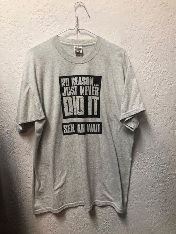 Fruit Of The Loom × Vintage Vtg t shirt sex can wait no reason never did it virgin XL Size US XL / EU 56 / 4 - 1 Thumbnail