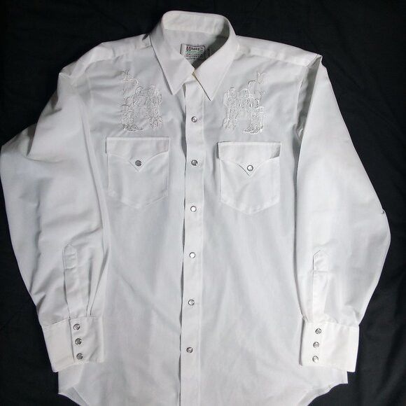 Other Vintage H Bar C Embroidered Western Pearl Snap Shirt Size US XL / EU 56 / 4 - 2 Thumbnail