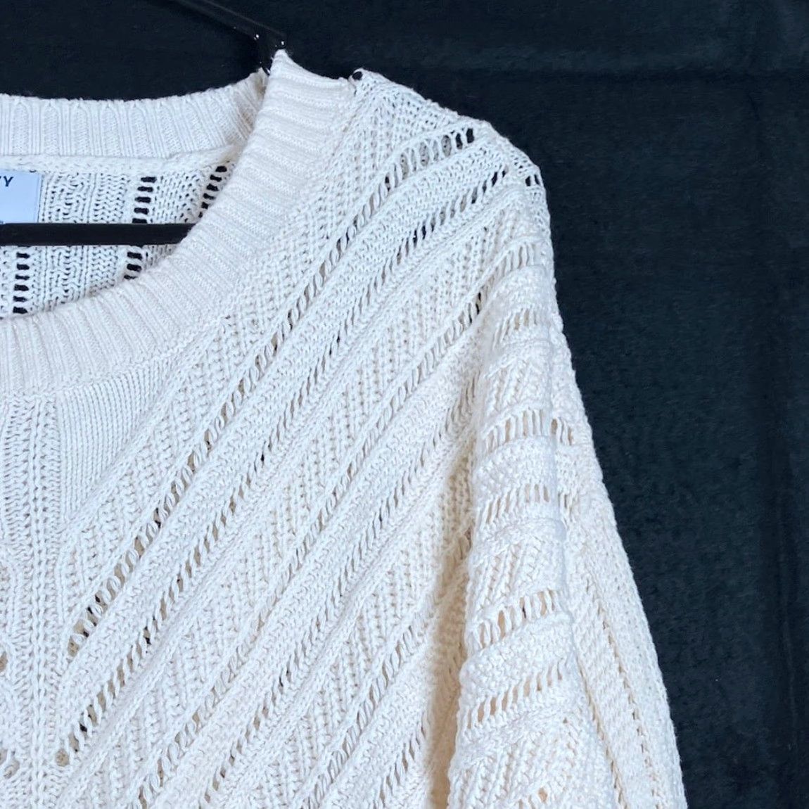 Old Navy Old Navy Sweater Women's Cream Cropped Crew Neck Open Knit Cotton XL Size XL / US 12-14 / IT 48-50 - 5 Thumbnail