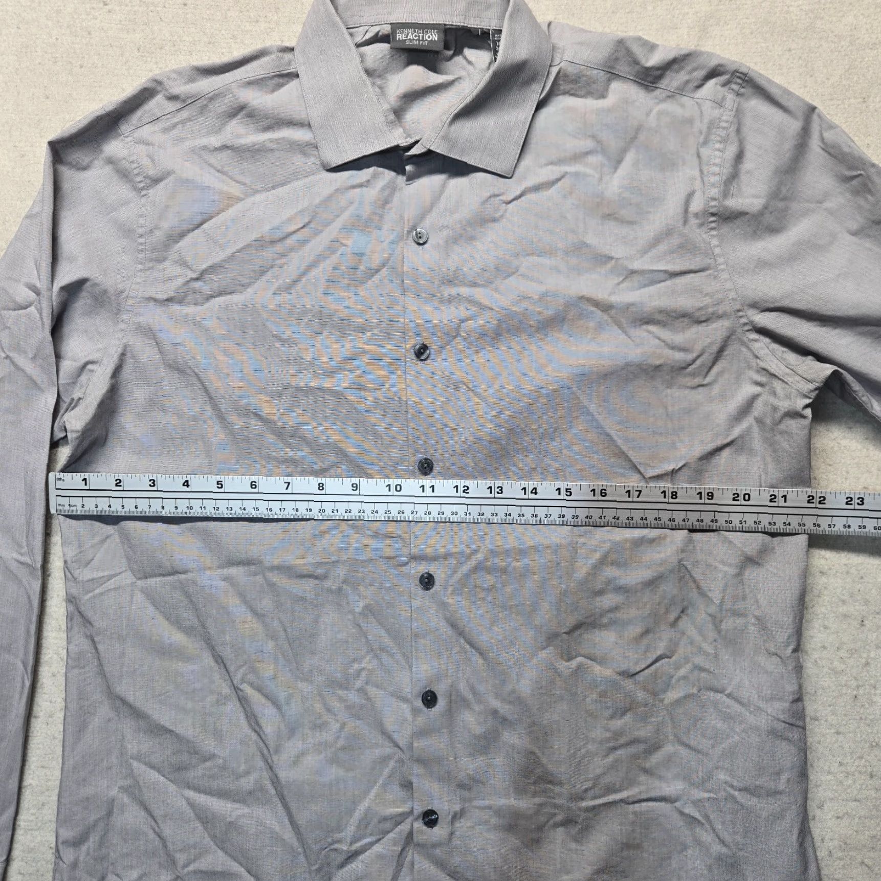 Kenneth Cole Kenneth Cole Reaction Slim Fit Gray Dress Shirt Adult Men's 16.5 34-35 Wrinkle Resistant Breathable Casual Classic Size US L / EU 52-54 / 3 - 4 Thumbnail