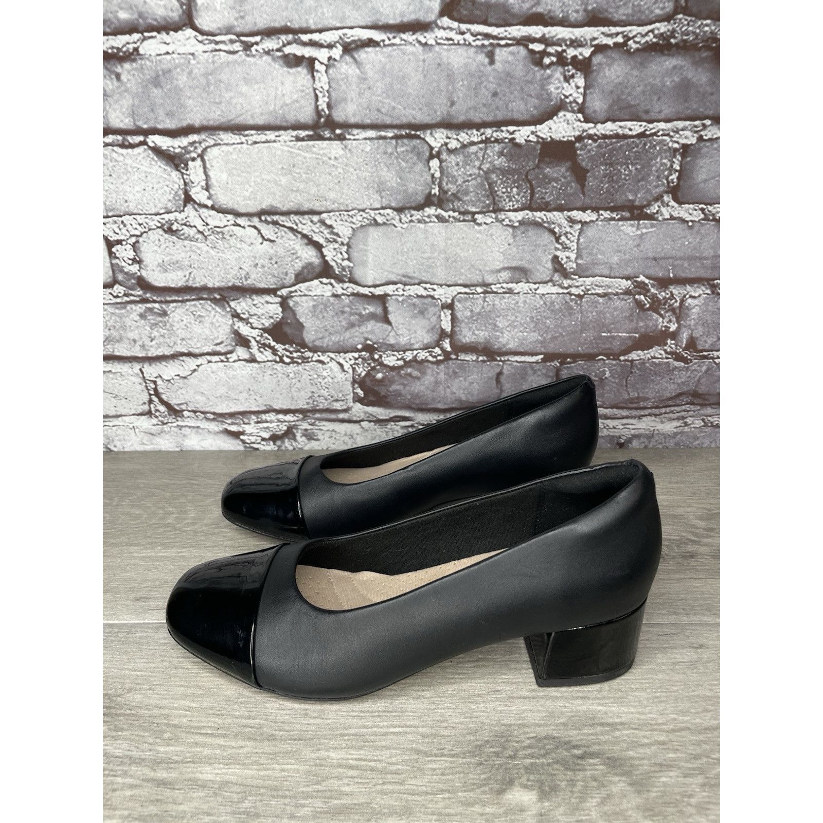 Clarks Clarks Marilyn Black Leather Patent Cap Toe Pump Heels Shoes Size US 8 / IT 38 - 18 Thumbnail