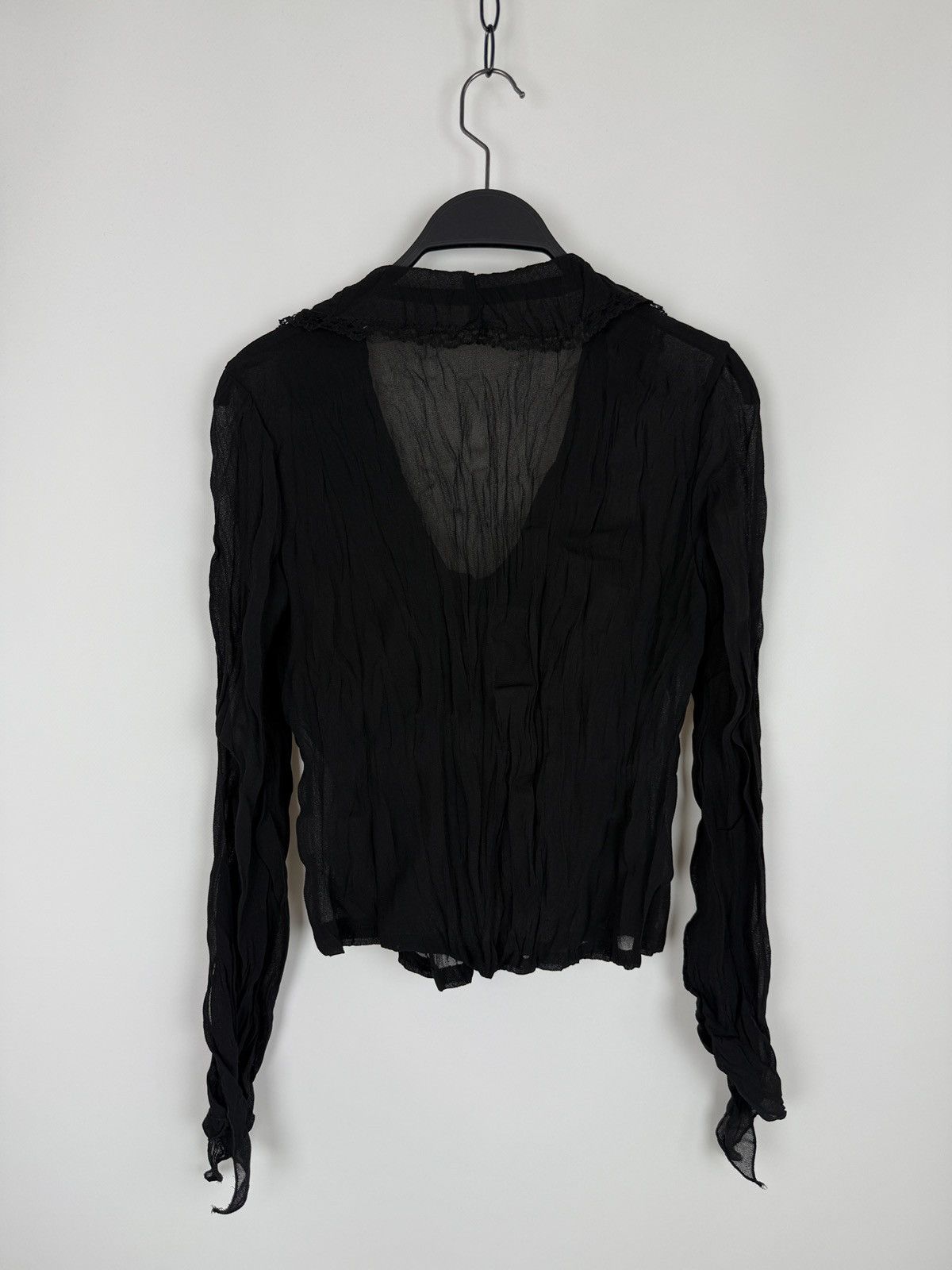 Vintage Y2K Vintage Crinkled Collared Sheer Blouse Gothic Emo Punk Size M / US 6-8 / IT 42-44 - 7 Thumbnail