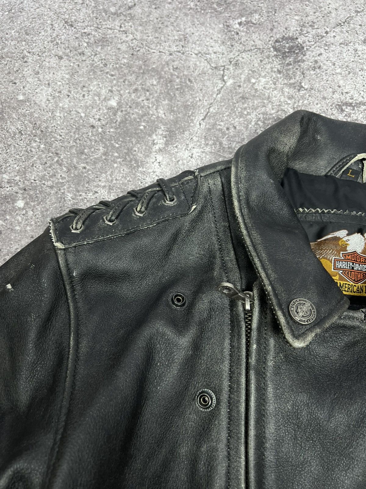 Harley Davidson CRAZY Vintage Harley Davidson Leather Motorcycle Jacket Size US L / EU 52-54 / 3 - 9 Thumbnail