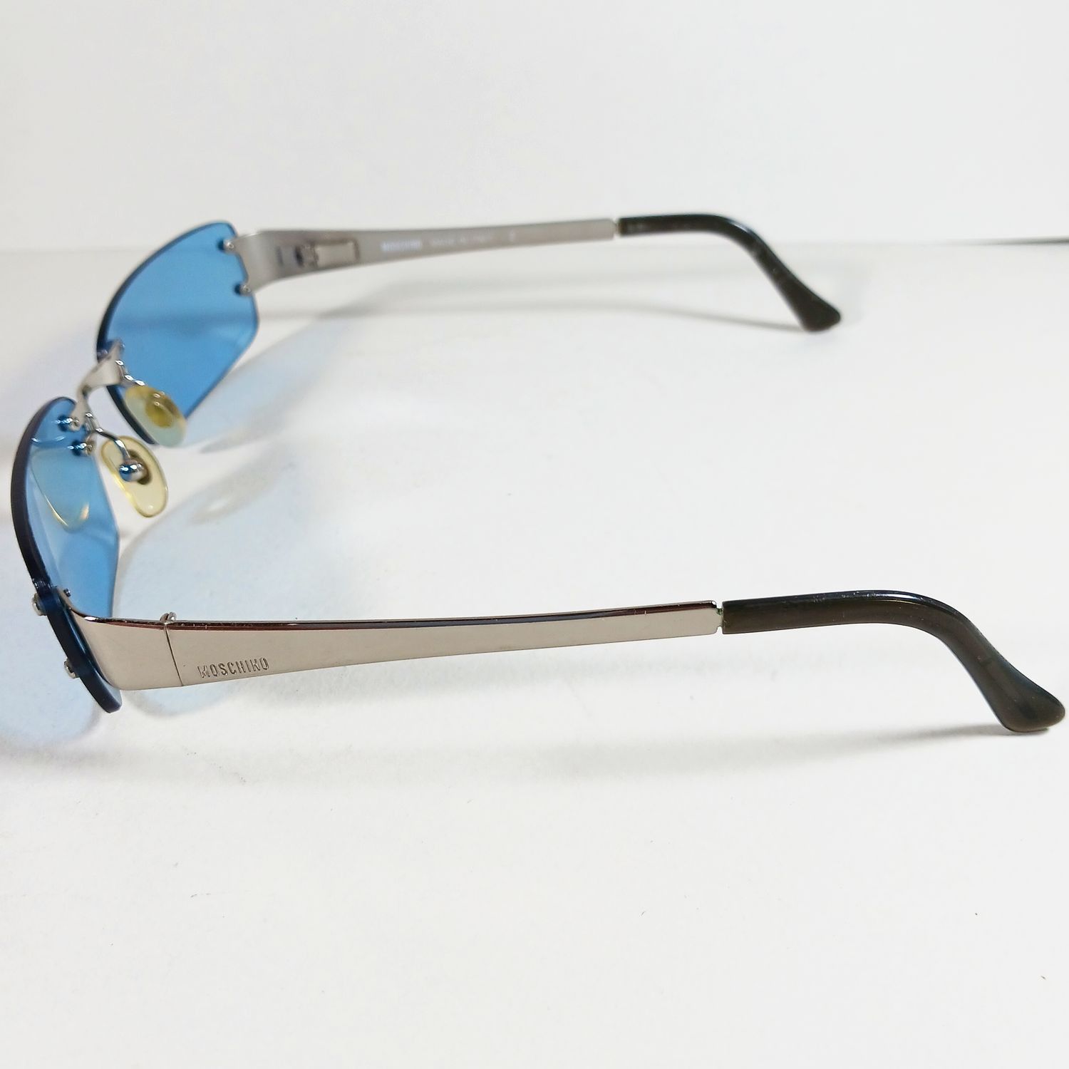Moschino Moschino M3111-S Silver Metal Rimless Sunglasses Blue Lenses Size ONE SIZE - 6 Thumbnail