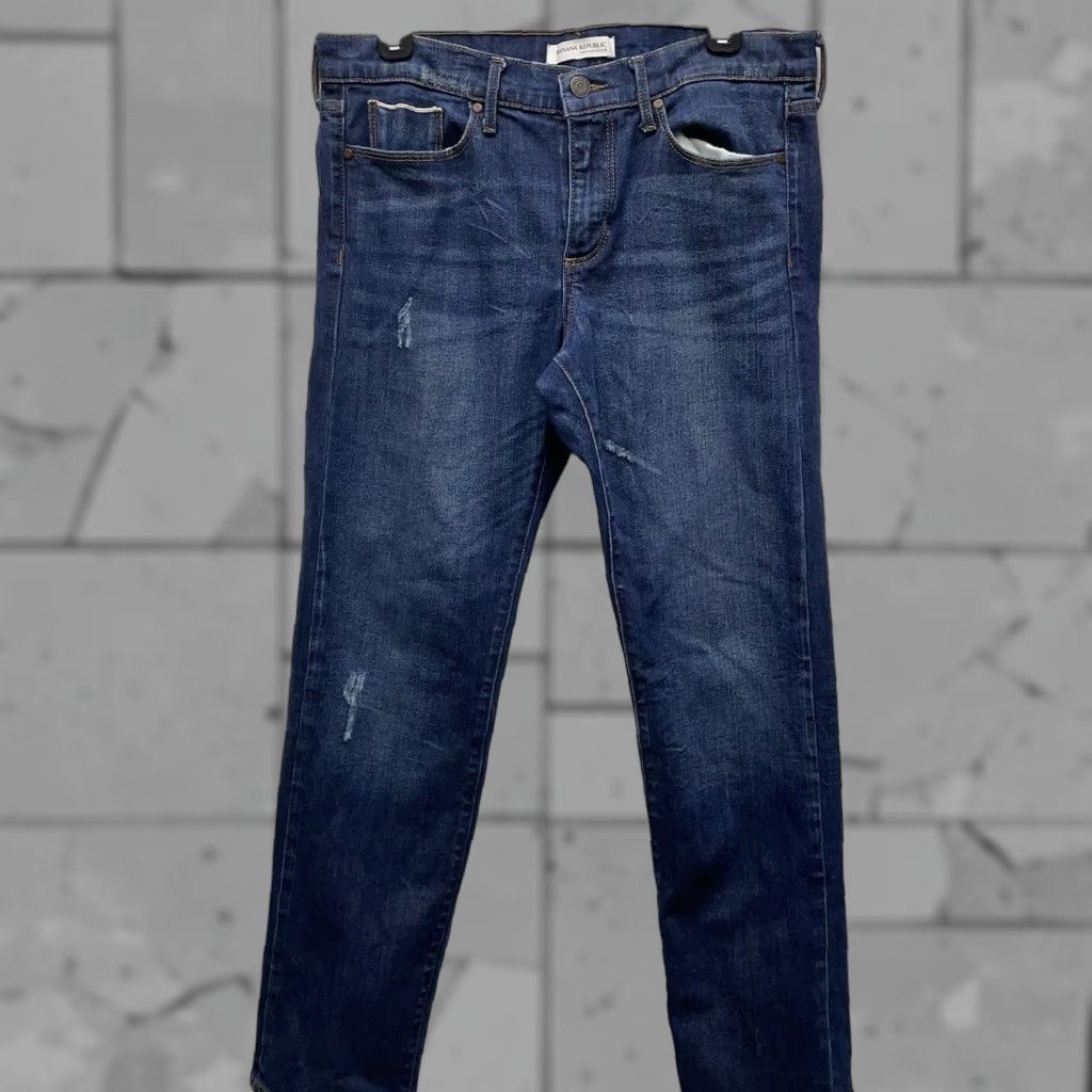 Banana Republic VINTAGE Banana Republic blue distressed cotton blend Skinny Jeans Womens 29x32 Size 29" - 1 Thumbnail