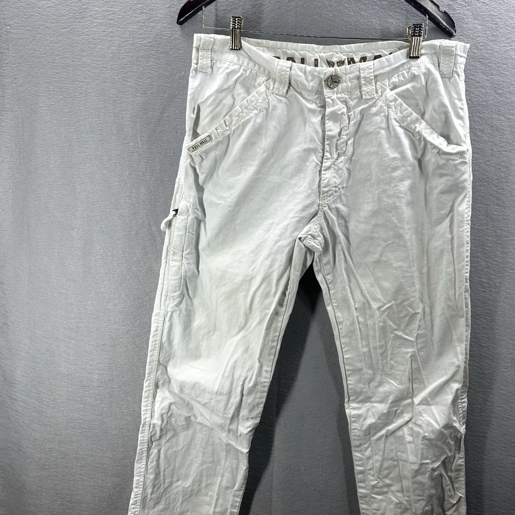 Vintage Pall Mall Mens Cargo Pants 32 Vintage Ivory Pall Mall Cargo Straight Regular Vintage y2k Preppy Beach Boho 90s Mens Size US 32 / EU 48 - 3 Thumbnail