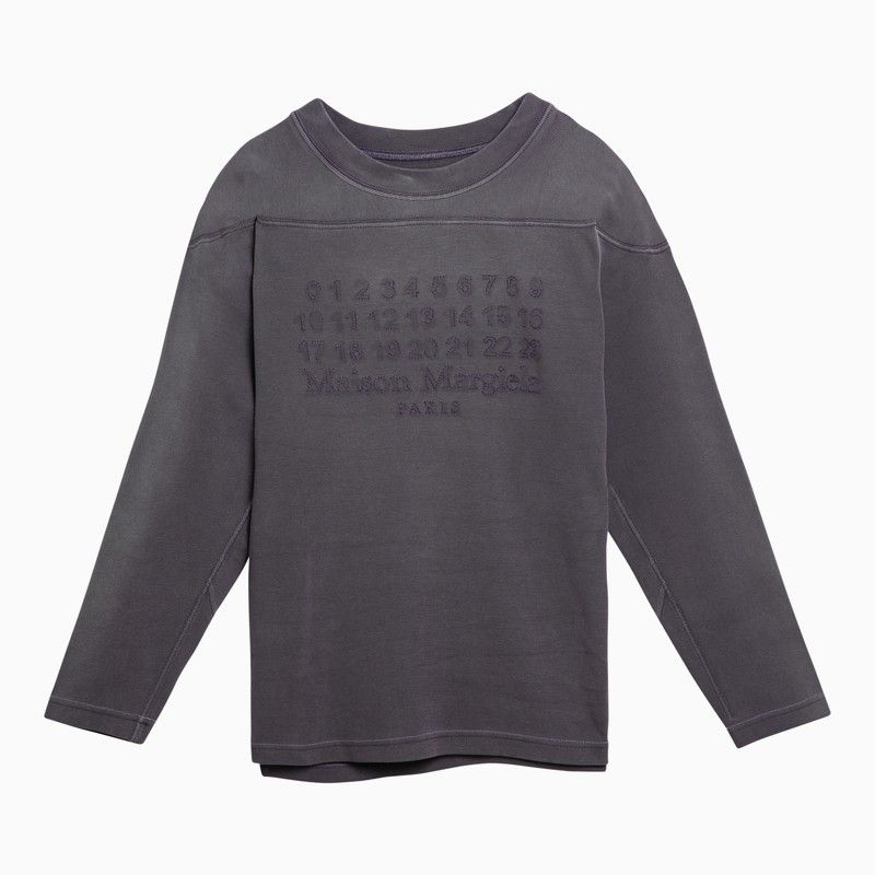 image of Maison Margiela Aubergine-Coloured Cotton Sweater With Logo in Purple, Women's (Size Small)