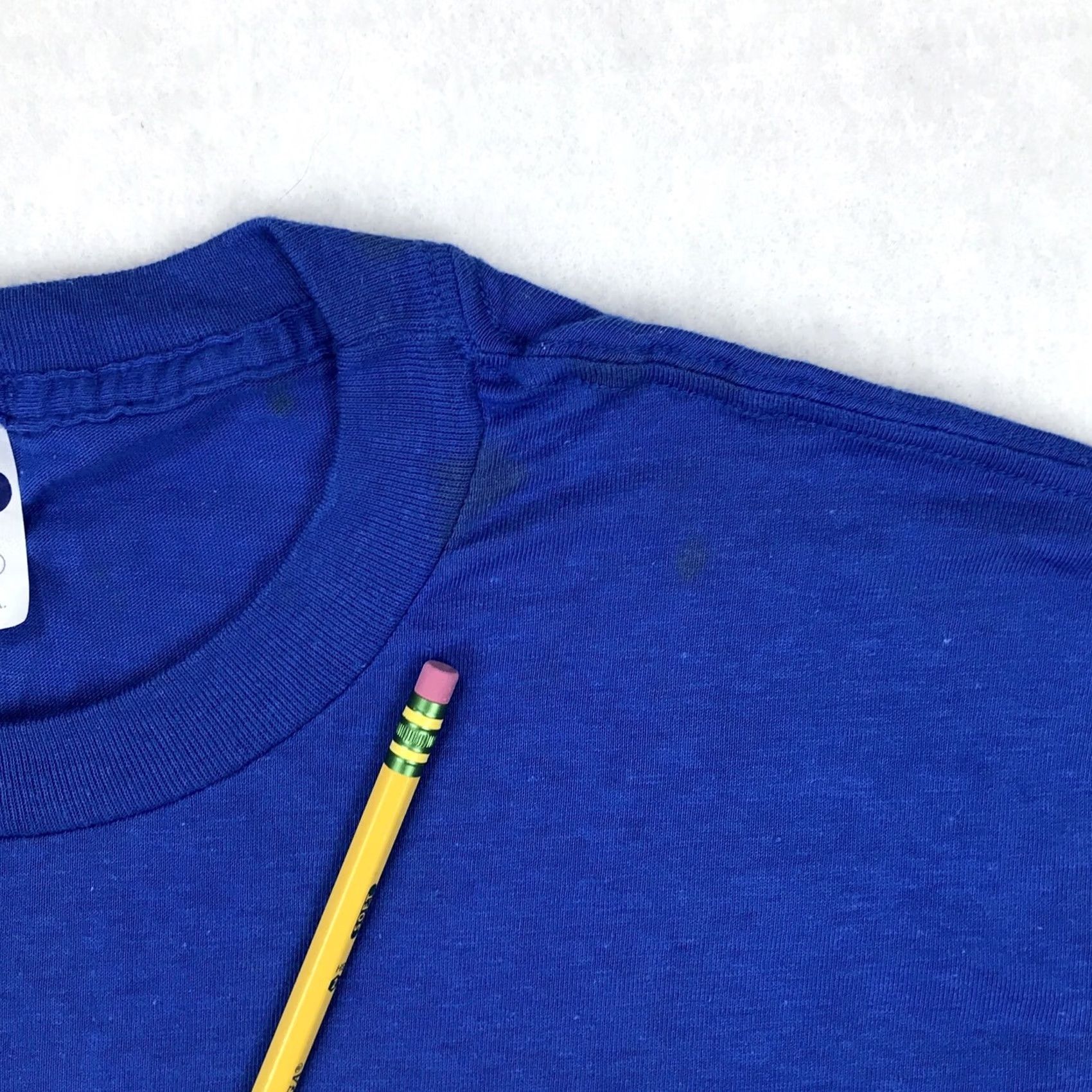 Vintage VINTAGE Ched BLANK T-Shirt SMALL/MEDIUM BLUE single stitch 80s PAPER THIN Mens Size US S / EU 44-46 / 1 - 7 Thumbnail