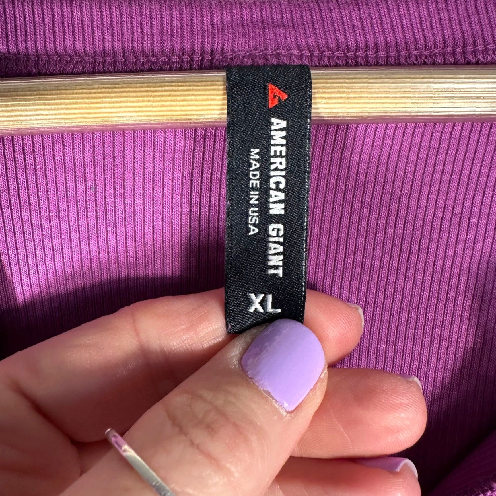 Vintage VINTAGE: No - (Original title has no vintage flag) American Giant Purple Ribbed Notched V-Neck Long Sleeve Top XL Made in USA Size XL / US 12-14 / IT 48-50 - 3 Thumbnail