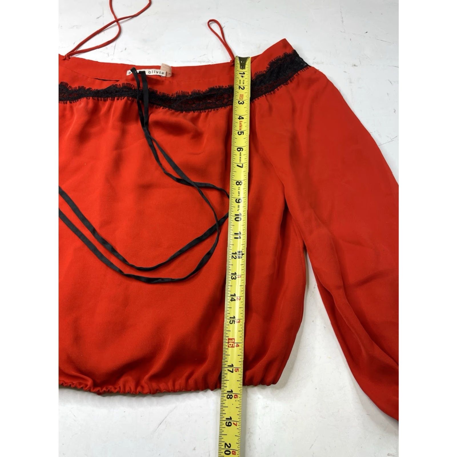 Alice + Olivia Alice + Olivia Blouse Shirt Off-the-Shoulder Silk Halter Top Red Black Sz S Regular Women Size S / US 4 / IT 40 - 6 Thumbnail