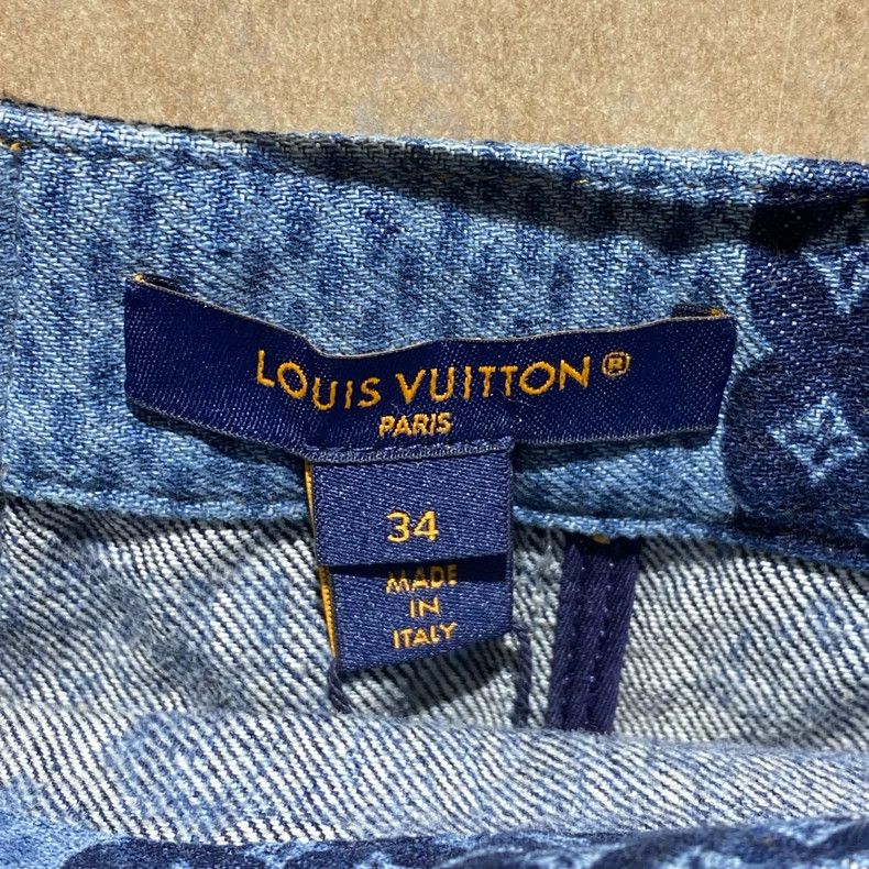 Louis Vuitton Louis Vuitton Presbyopic checkerboard gold button denim sk Size 33" - 3 Thumbnail