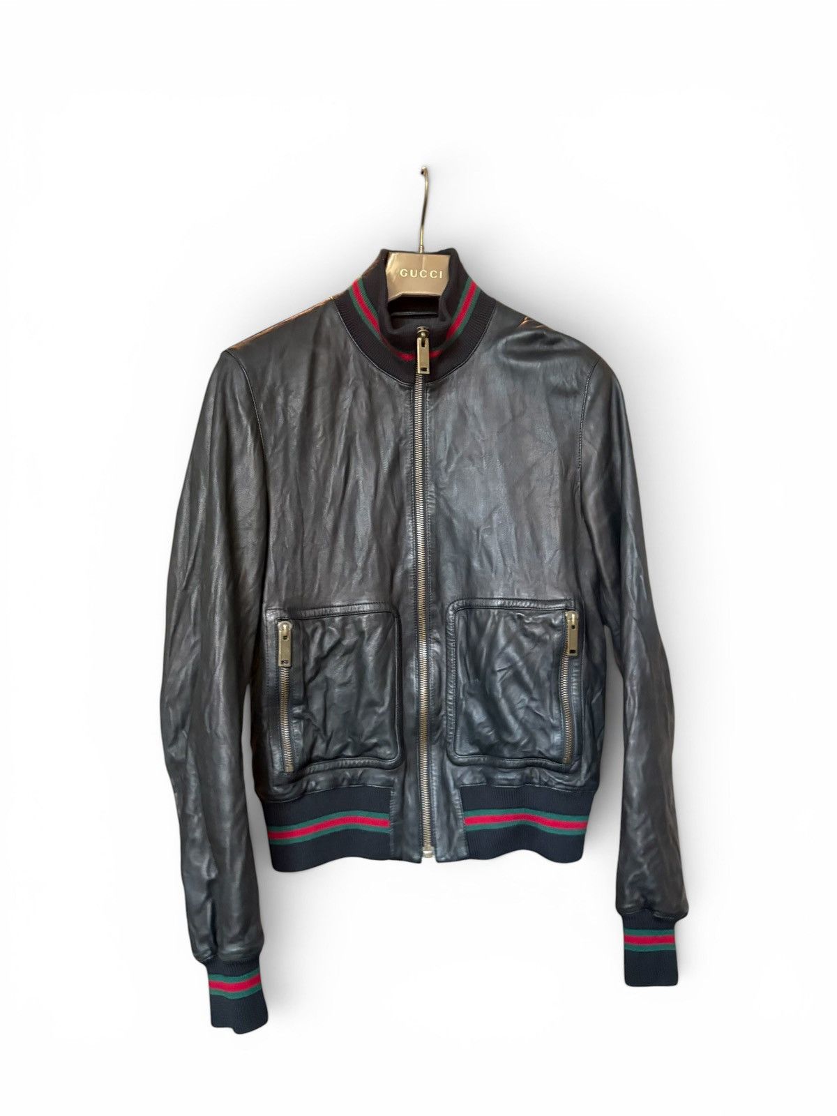 Gucci Gucci Stripe lambskin leatherjacket Size US M / EU 48-50 / 2 - 1 Thumbnail