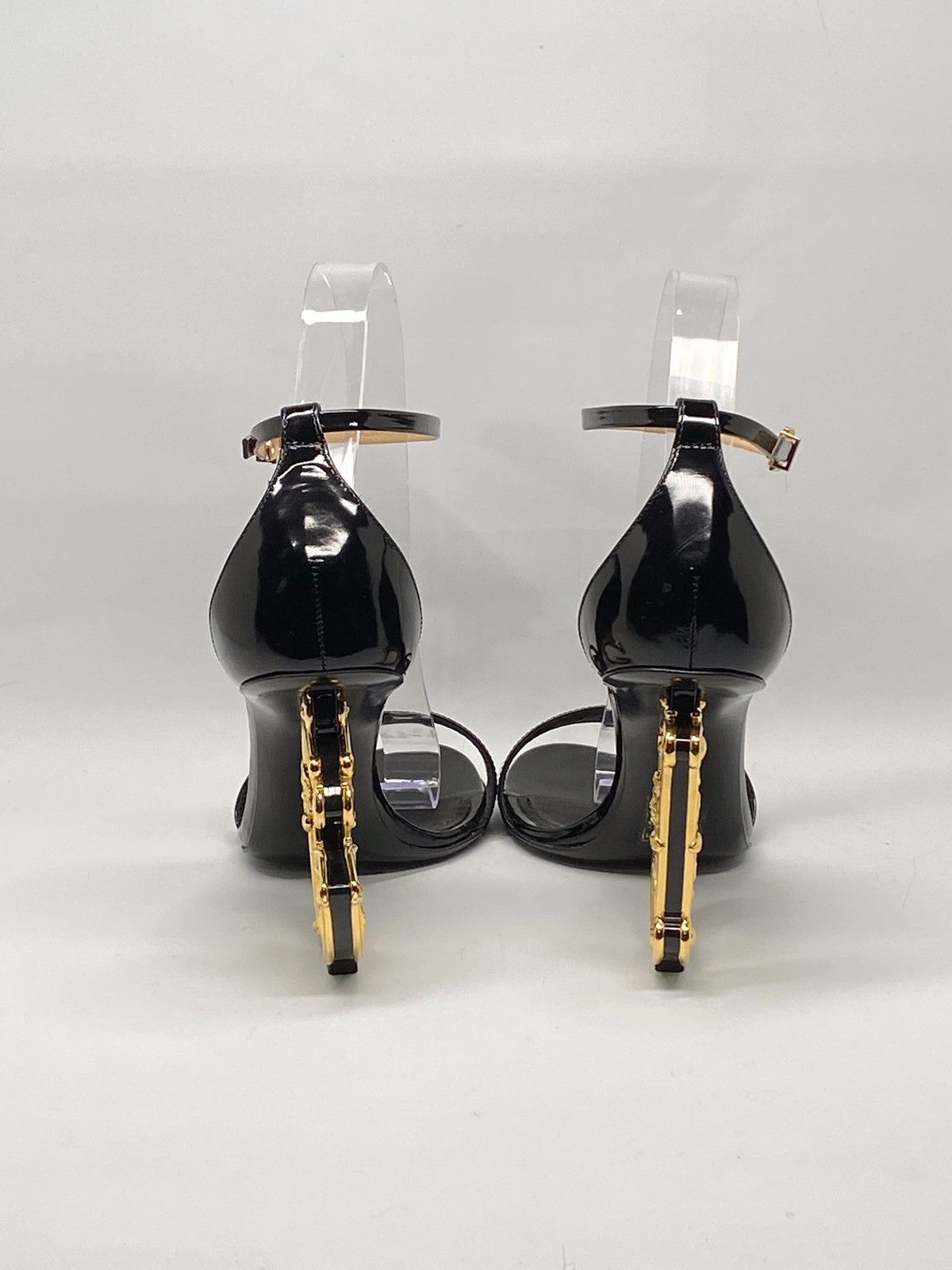 Dolce & Gabbana Dolce&Gabbana Sculpted-Heel DG Leather Sandals size 37 Size US 7 / IT 37 - 6 Thumbnail