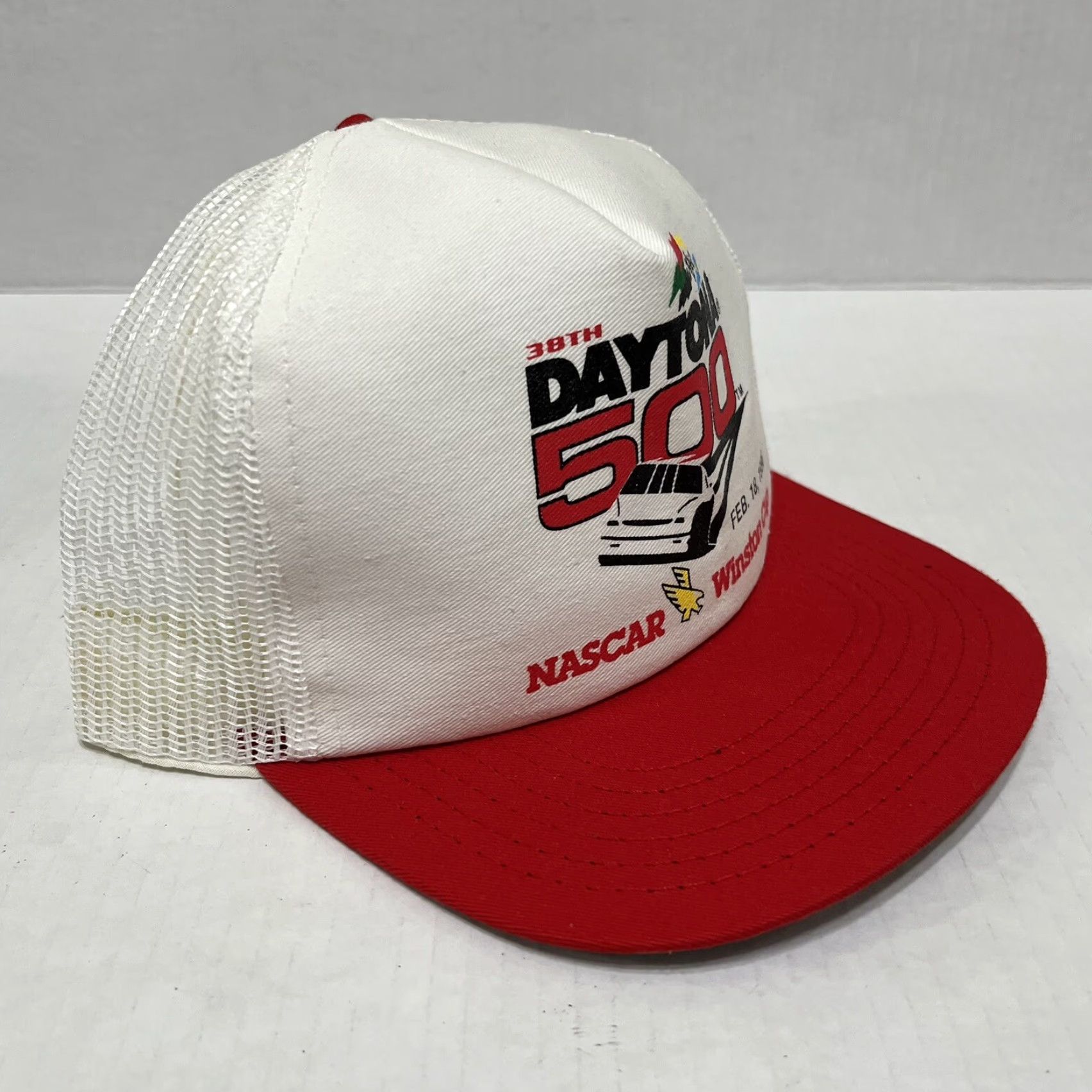 NASCAR VINTAGE Daytona 500 Hat Cap Snap Back NASCAR Winston Cup White One Size Mens 90s USA Size ONE SIZE - 4 Thumbnail