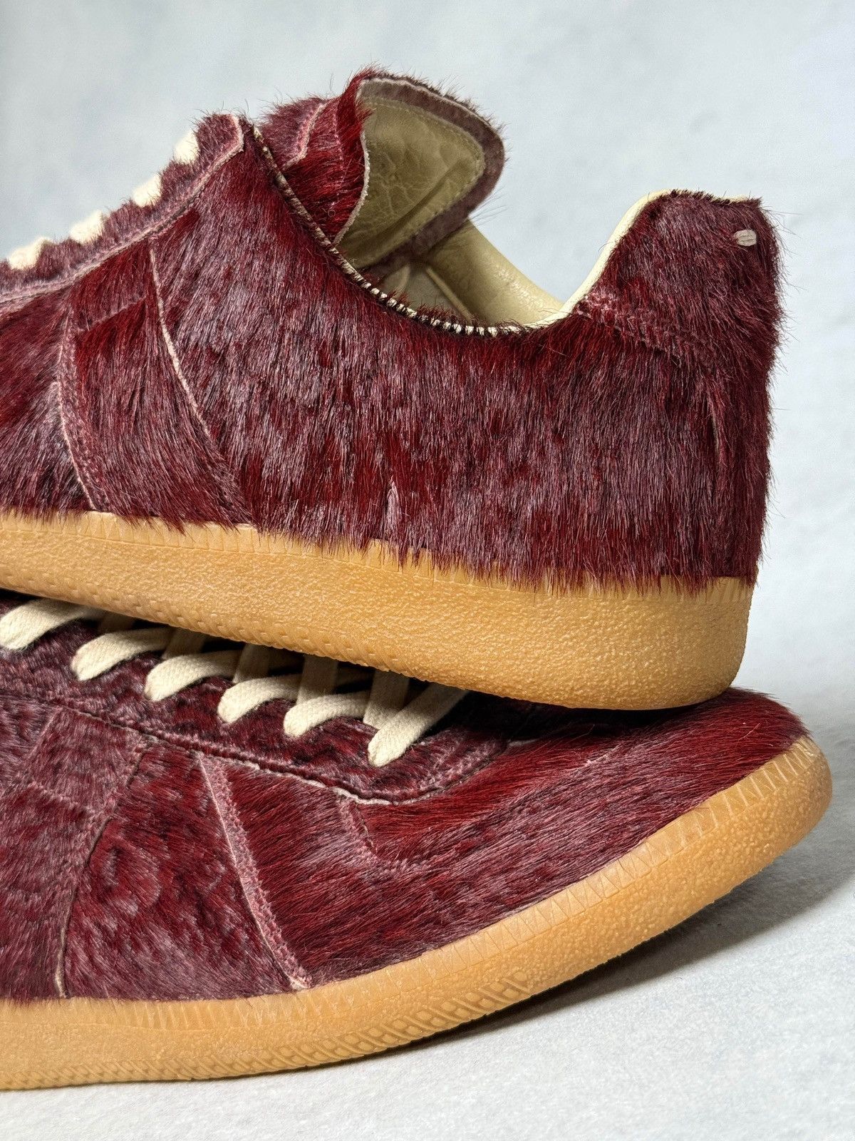 Maison Margiela Maison Margiela Pony Hair GAT Sneaker Burgundy (Sample) Size US 7 / EU 40 - 4 Thumbnail