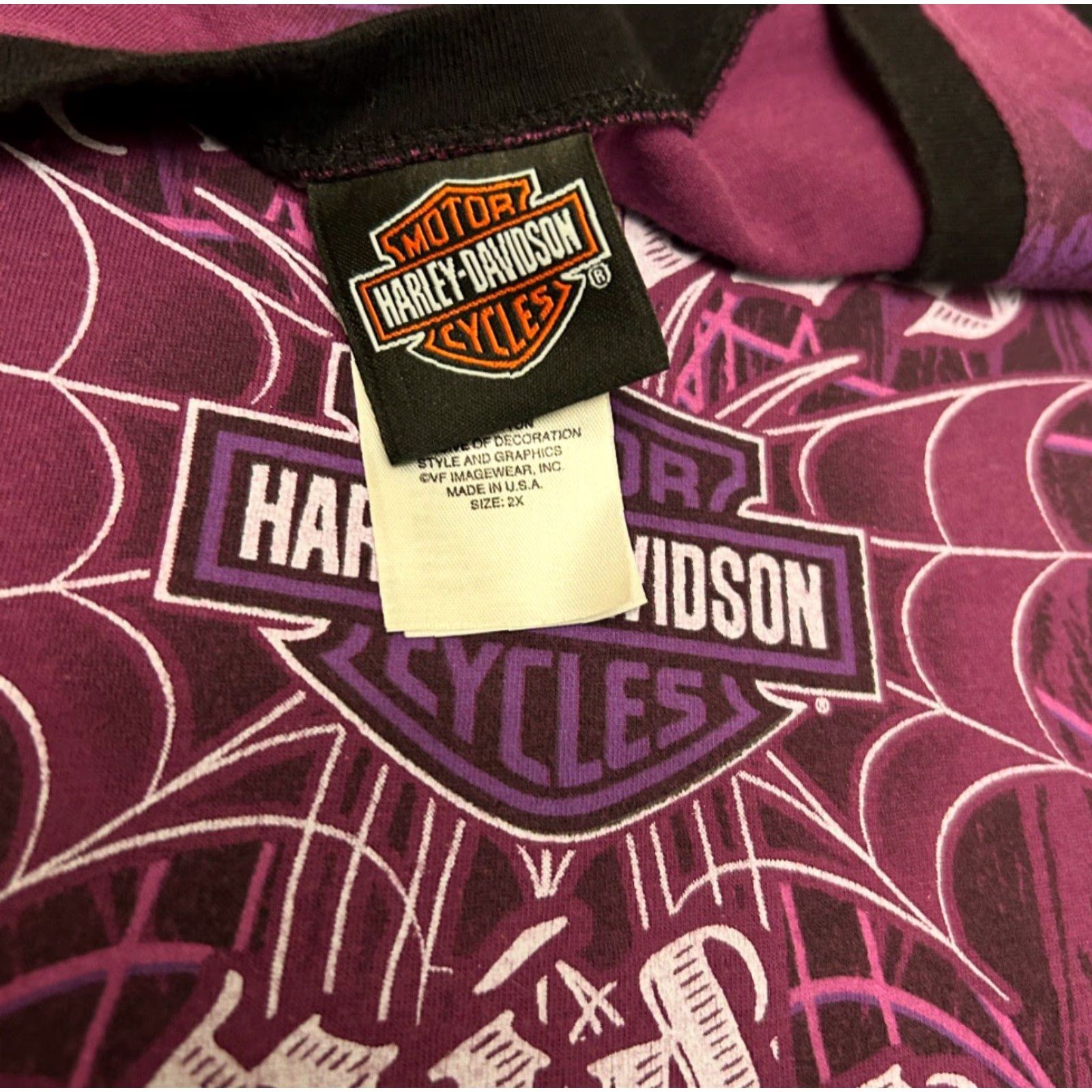 Harley Davidson VINTAGE Harley-Davidson Spiderweb Wings Tank Top Shirt XXL Purple Men T-Shirt 90s Y2K Grunge Biker Tattoo Spider Web Florida Size US XXL / EU 58 / 5 - 3 Thumbnail